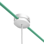 Rosone ovale in legno con un foro centrale e 2 fori laterali per cavo per catenaria e sistema Filé. Made in Italy - Bianco