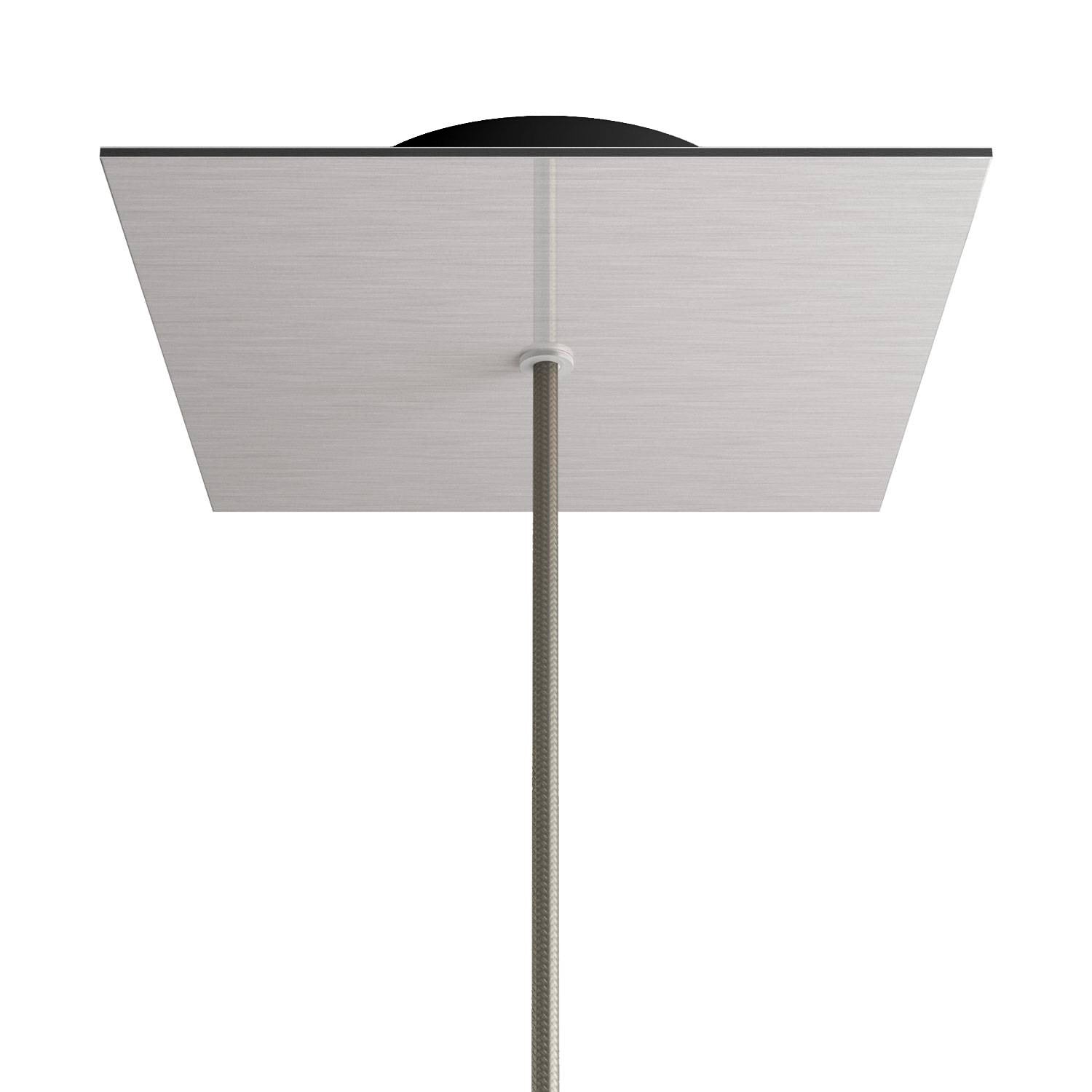 Rosone Rose-One quadrato, 200 mm con 1 foro e 4 fori laterali - Dibond Acciaio satinato Nero