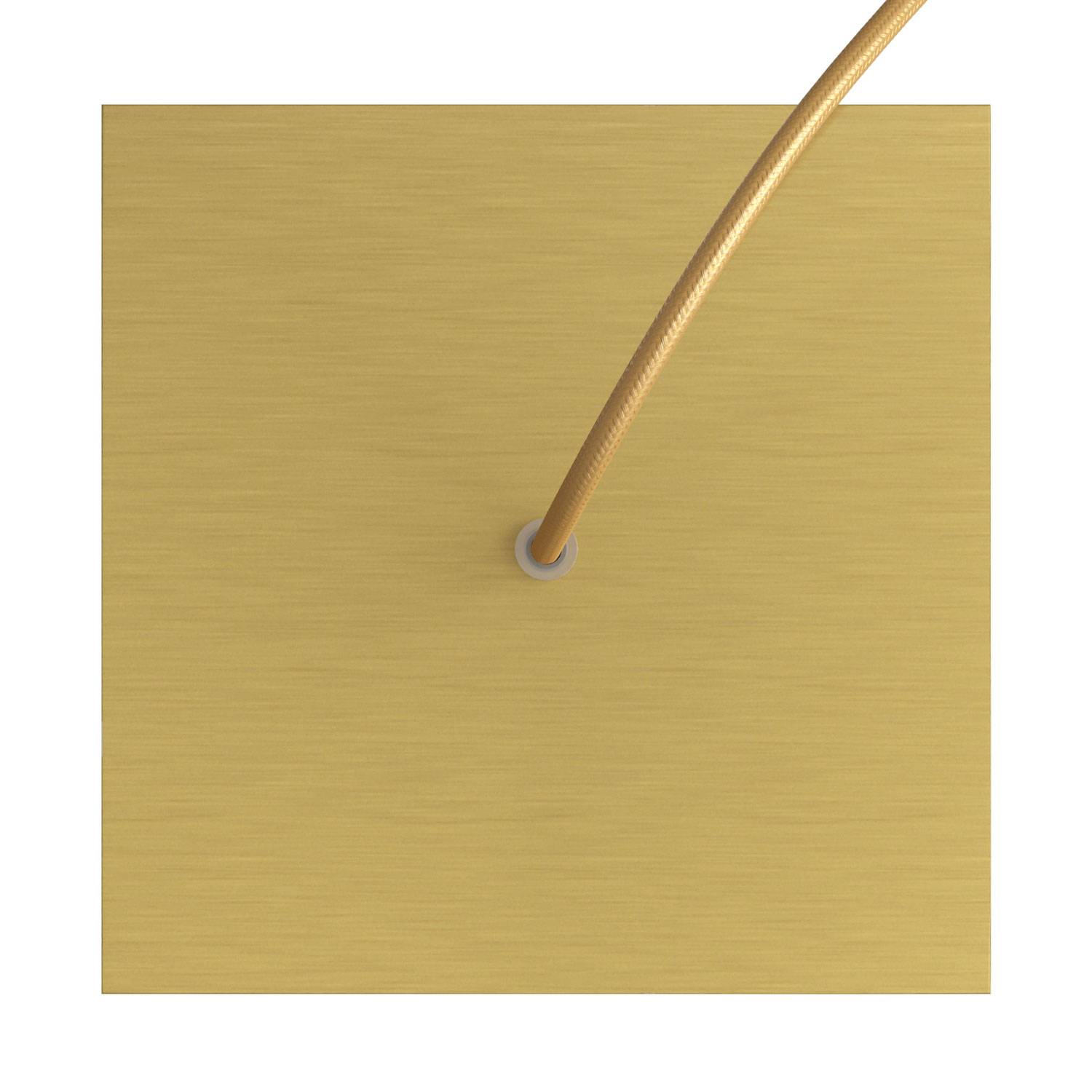 Rosone Rose - One quadrato, 200 mm con 1 foro e 4 fori laterali - Dibond Ottone satinato - Creative Cables