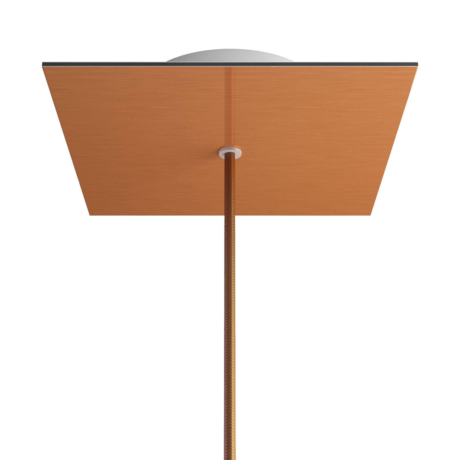 Rosone Rose - One quadrato, 200 mm con 1 foro e 4 fori laterali - Dibond Rame satinato - Creative Cables