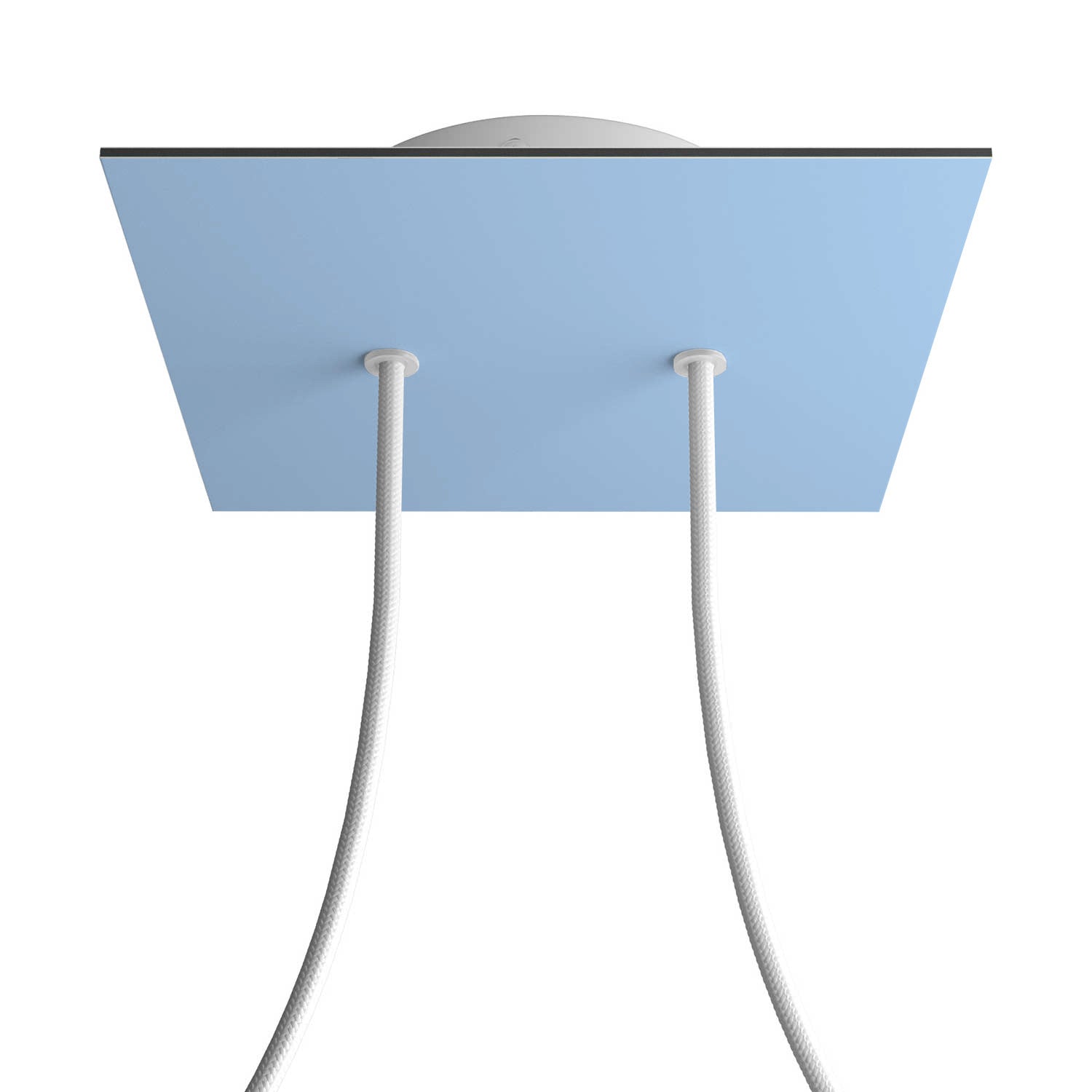 Rosone Rose - One quadrato, 200 mm con 2 fori e 4 fori laterali - Blu carta da zucchero - Creative Cables