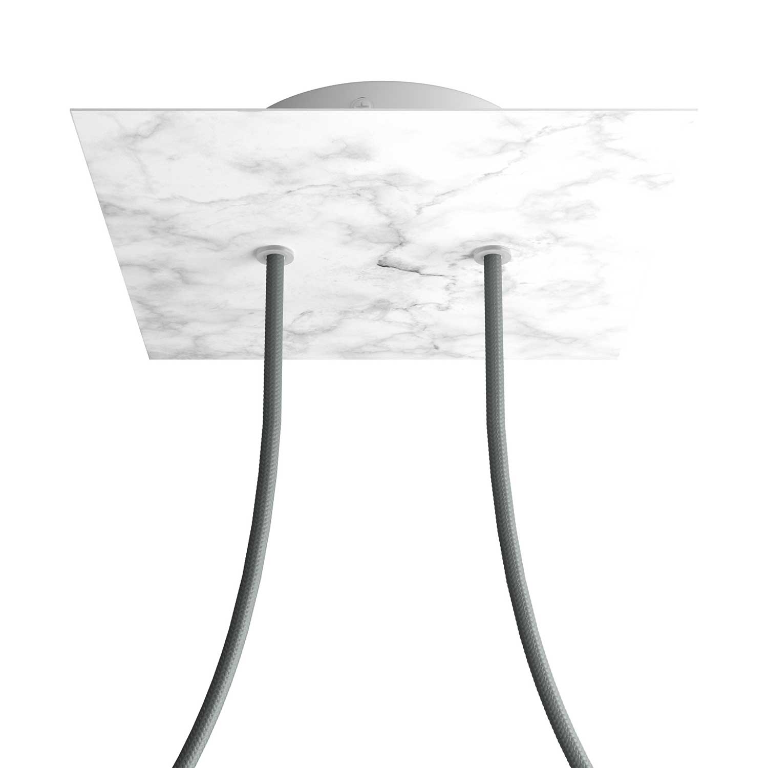 Rosone Rose - One quadrato, 200 mm con 2 fori e 4 fori laterali - Marmo Carrara - Creative Cables