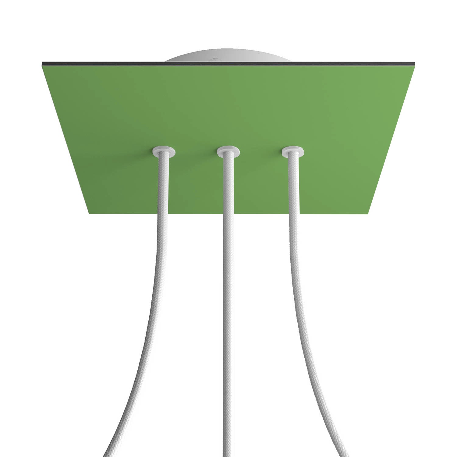 Rosone Rose-One quadrato, 200 mm con 3 fori in linea e 4 fori laterali - Verde prato Bianco