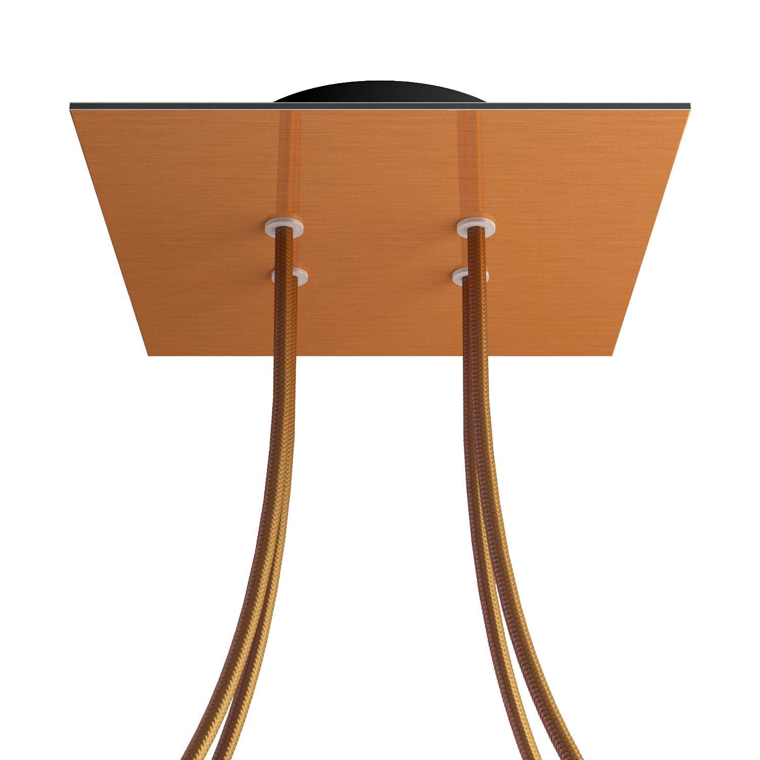 Rosone Rose-One quadrato, 200 mm con 4 fori e 4 fori laterali - Dibond Rame satinato Nero