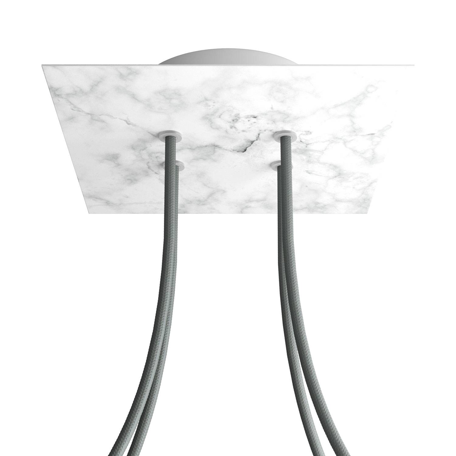 Rosone Rose-One quadrato, 200 mm con 4 fori e 4 fori laterali - Marmo Carrara Bianco