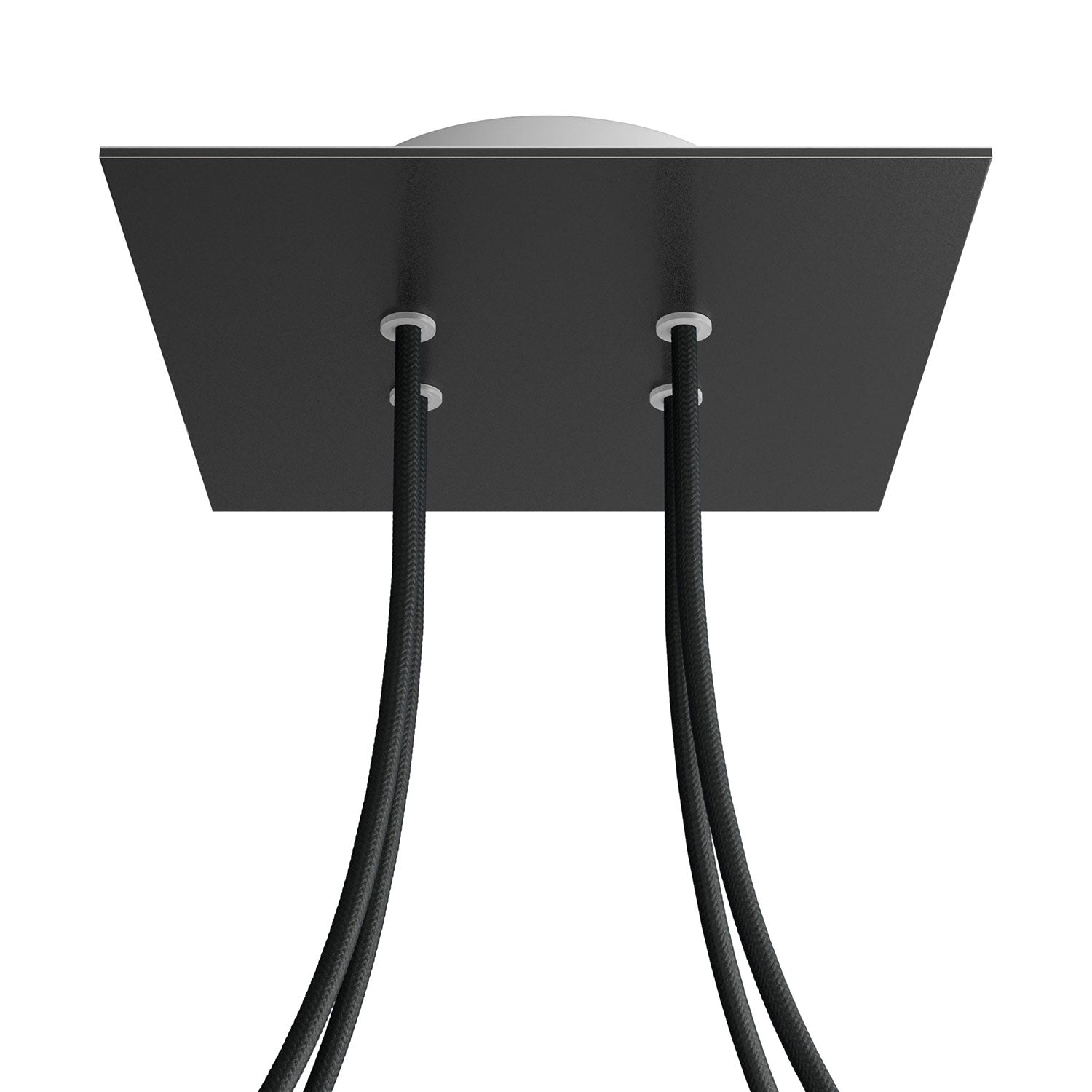 Rosone Rose-One quadrato, 200 mm con 4 fori e 4 fori laterali - Nero opaco Bianco