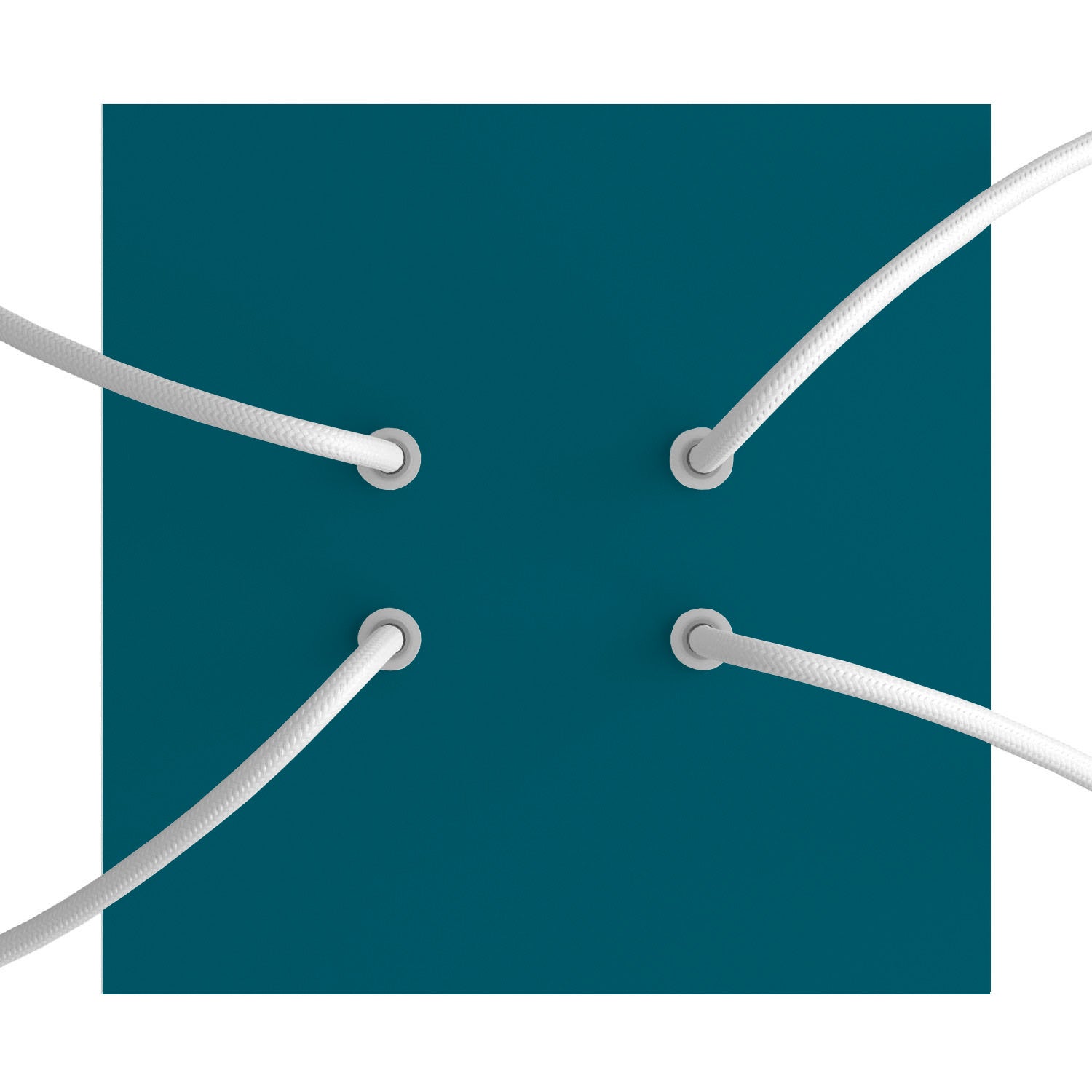 Rosone Rose-One quadrato, 200 mm con 4 fori e 4 fori laterali - Petrolio Bianco