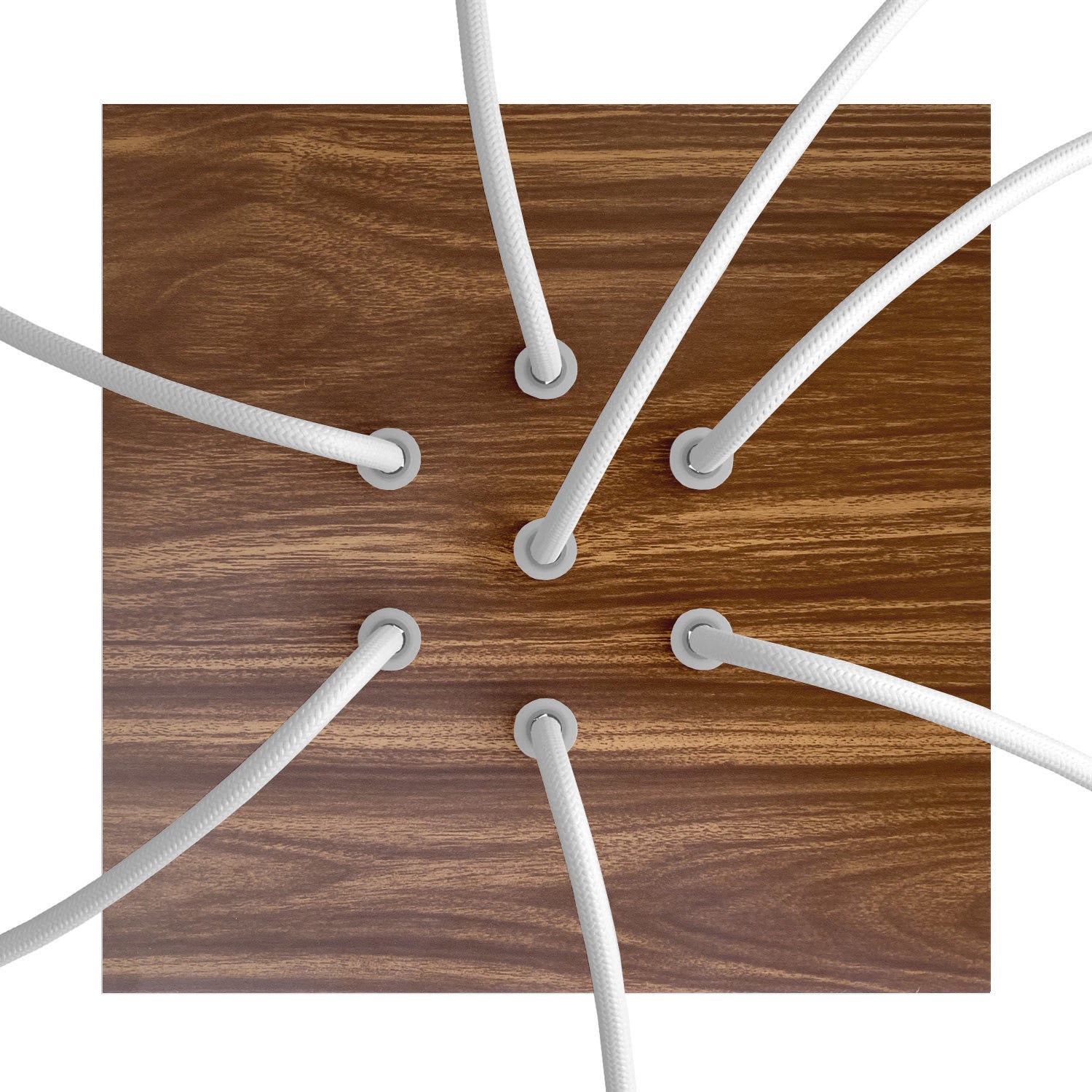 Rosone Rose - One quadrato, 200 mm con 7 fori e 4 fori laterali - Legno - Creative Cables