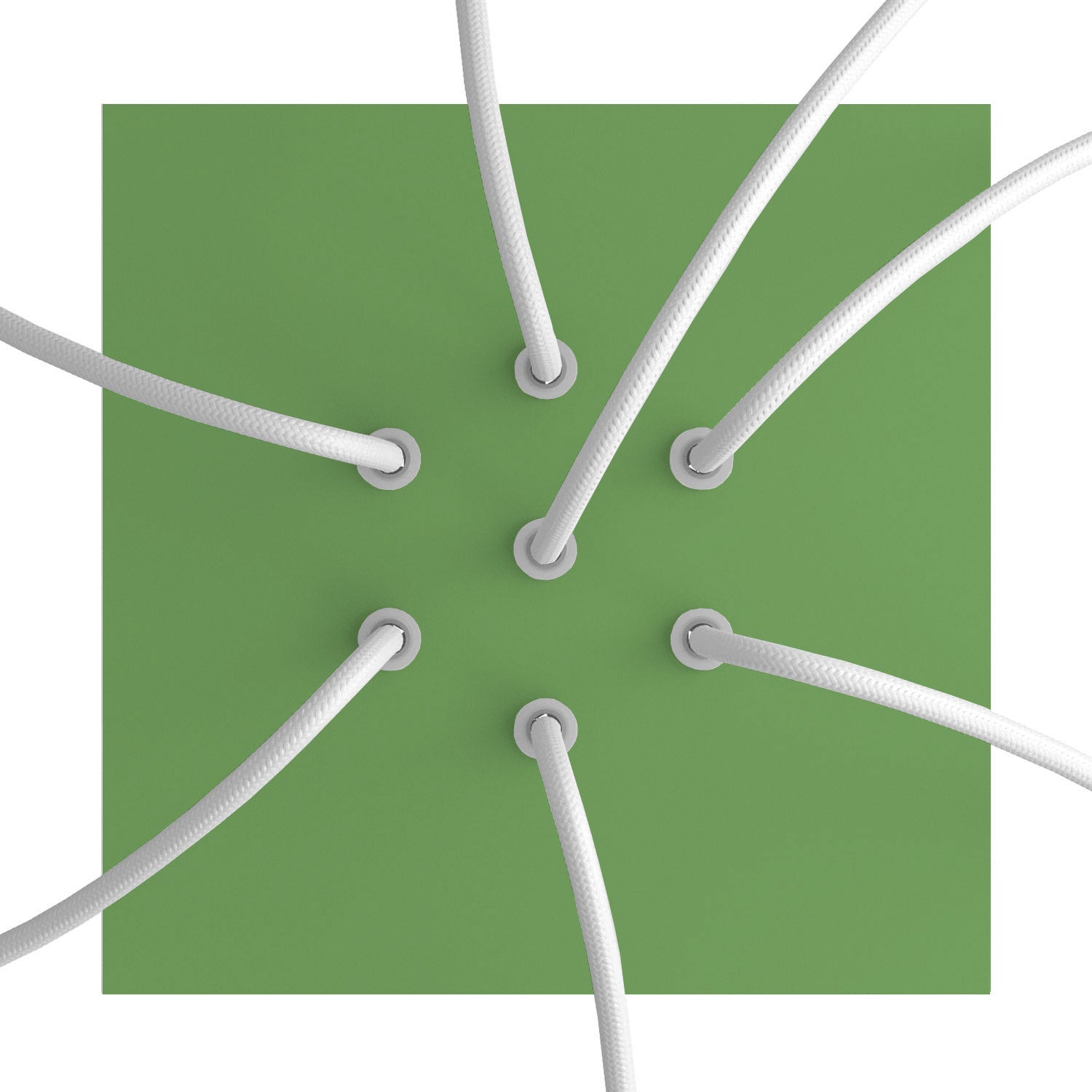 Rosone Rose-One quadrato, 200 mm con 7 fori e 4 fori laterali - Verde prato Bianco