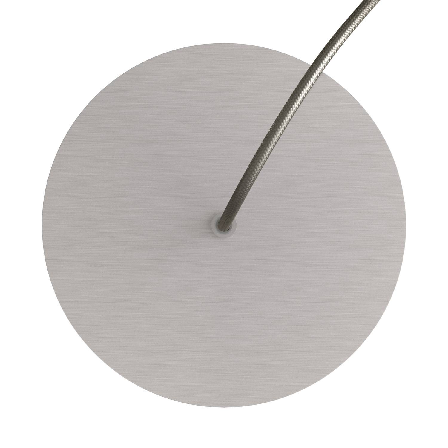 Rosone Rose - One rotondo, diametro 200 mm con 1 foro e 4 fori laterali - Dibond Acciaio satinato - Creative Cables