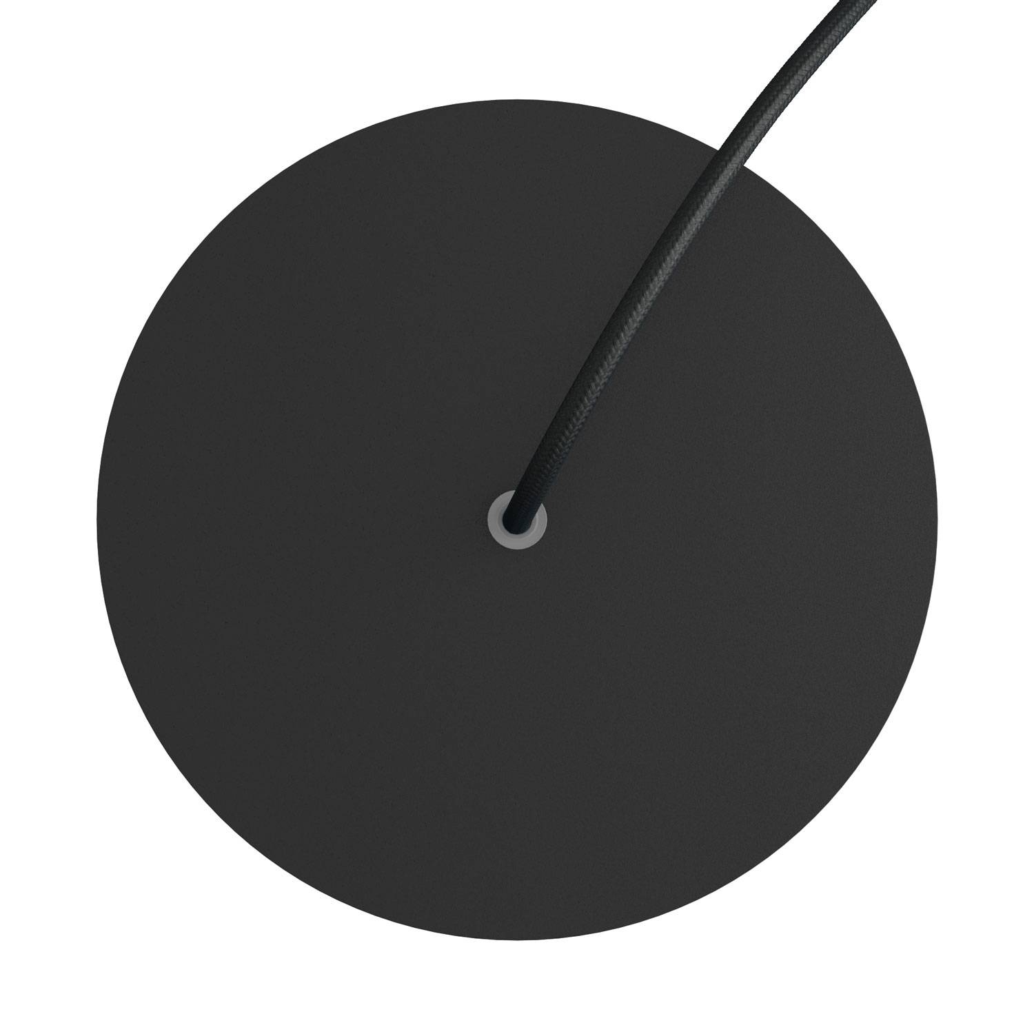 Rosone Rose - One rotondo, diametro 200 mm con 1 foro e 4 fori laterali - Nero opaco - Creative Cables