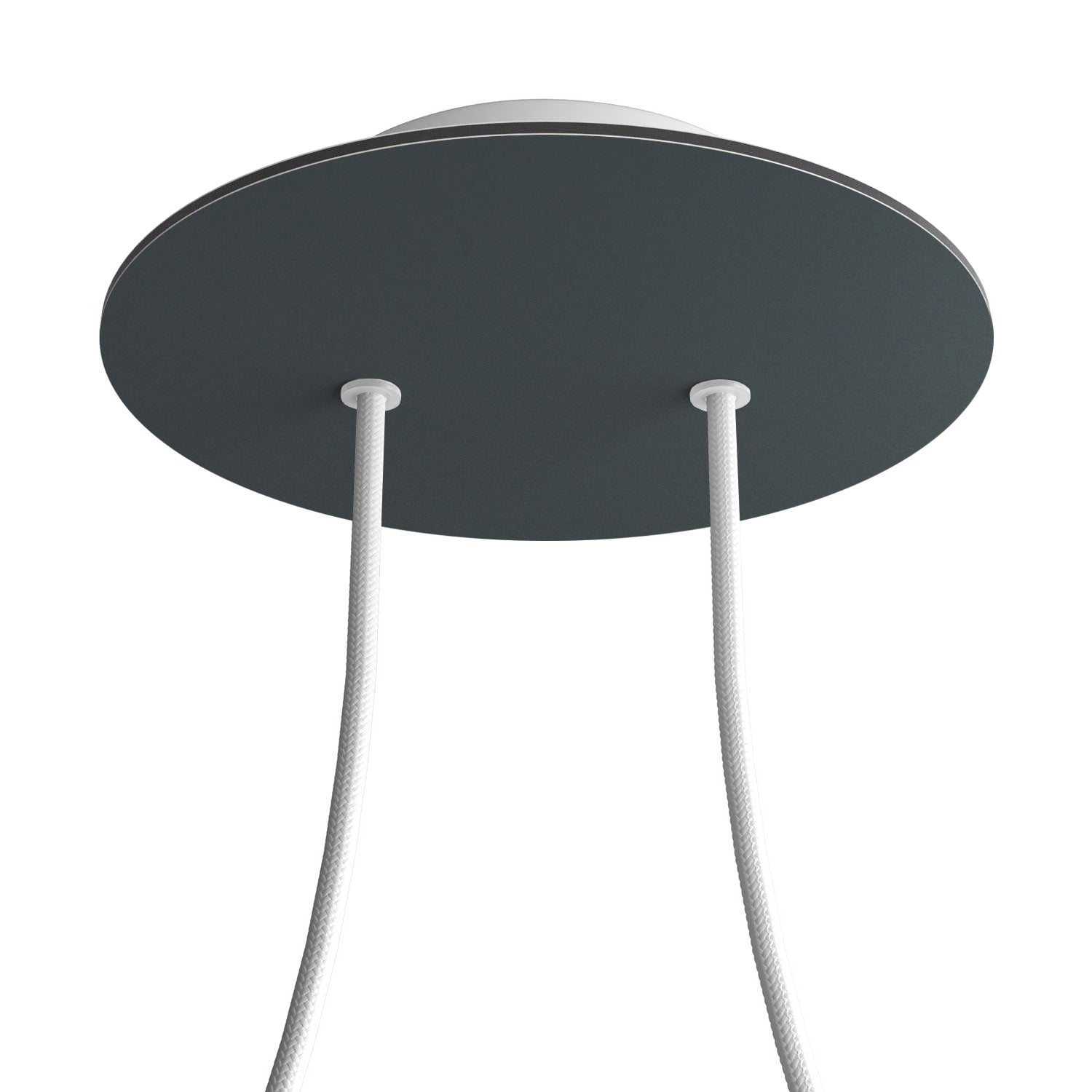 Rosone Rose - One rotondo, diametro 200 mm con 2 fori e 4 fori laterali - Antracite - Creative Cables