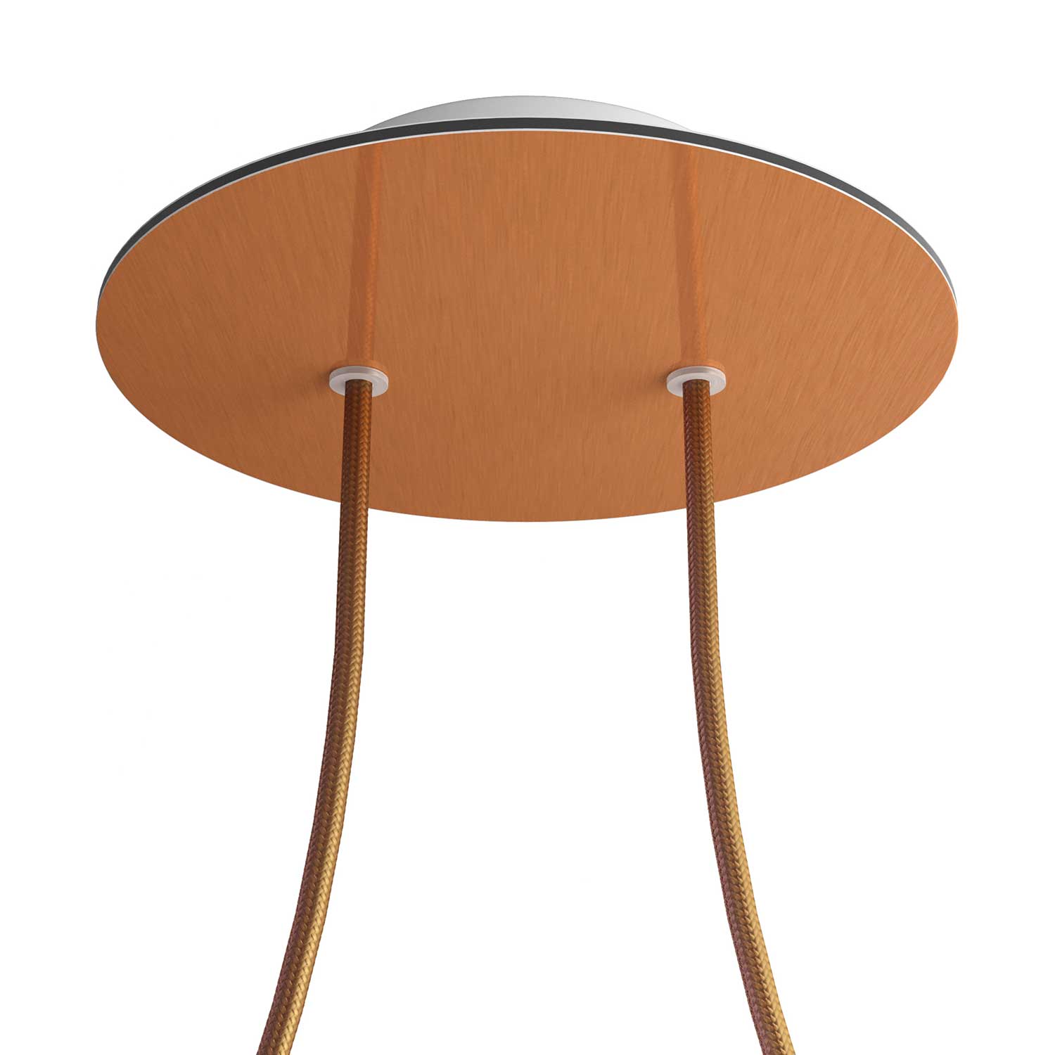 Rosone Rose - One rotondo, diametro 200 mm con 2 fori e 4 fori laterali - Dibond Rame satinato - Creative Cables