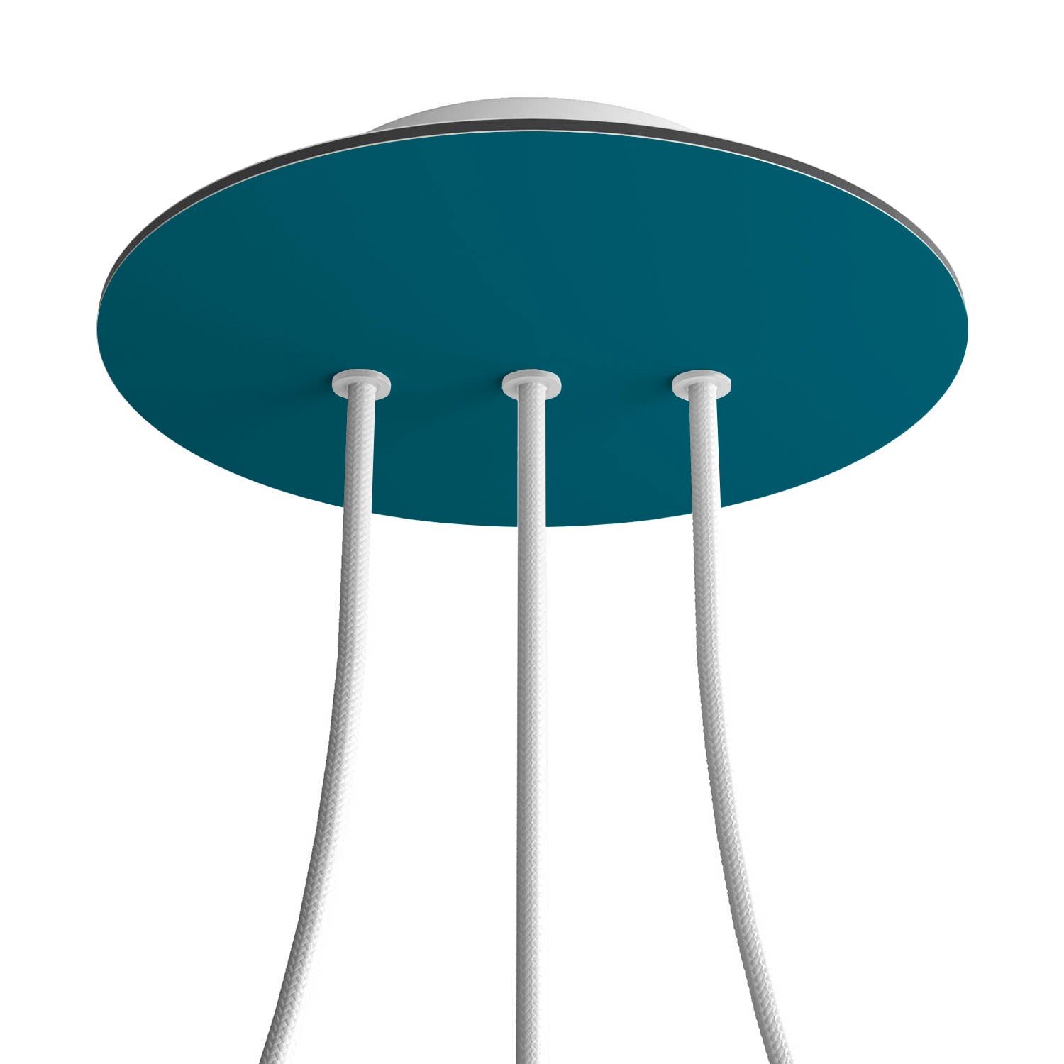 Rosone Rose - One rotondo, diametro 200 mm con 3 fori in linea e 4 fori laterali - Petrolio - Creative Cables