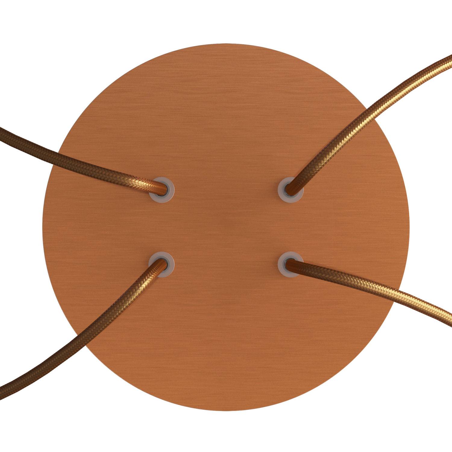 Rosone Rose - One rotondo, diametro 200 mm con 4 fori e 4 fori laterali - Dibond Rame satinato - Creative Cables