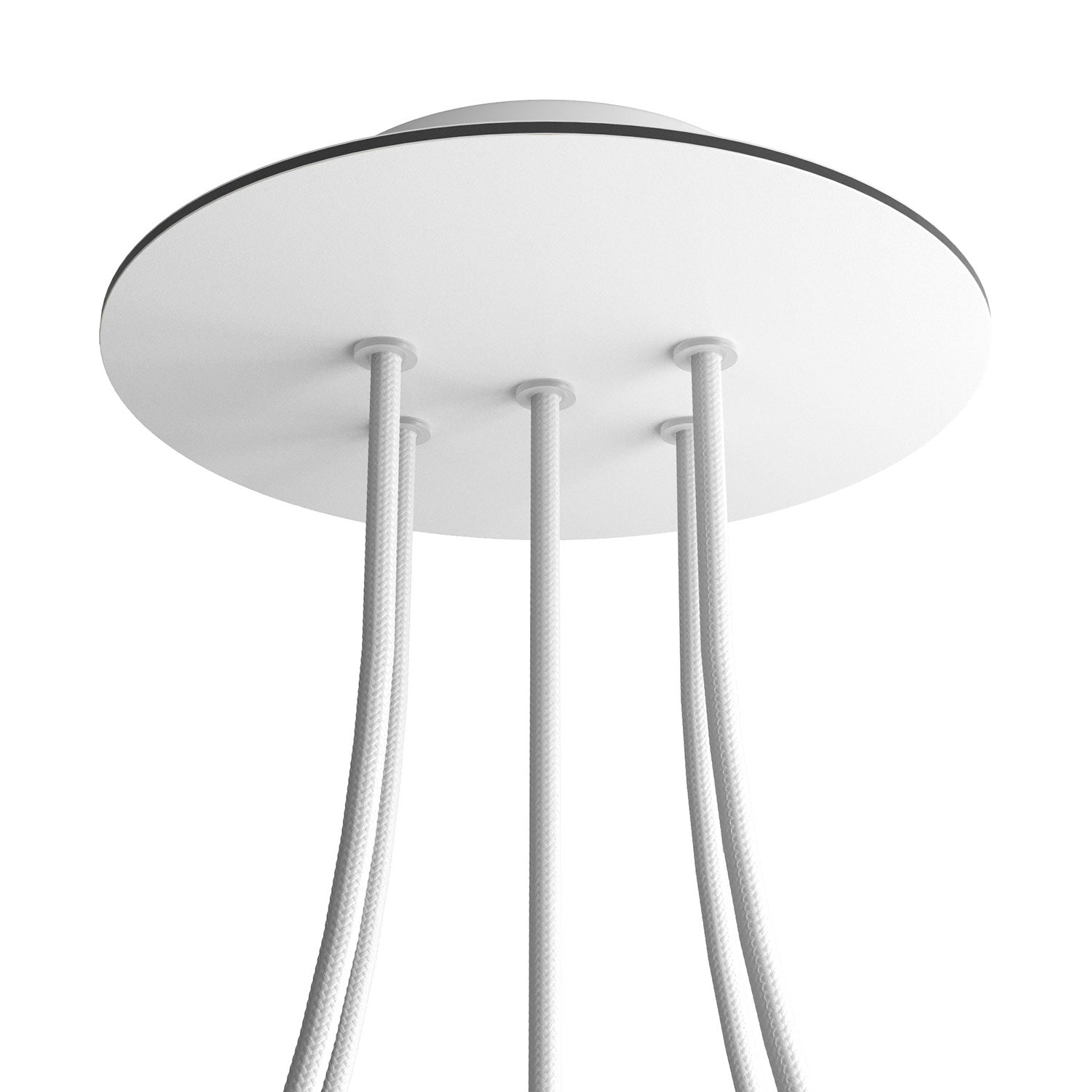 Rosone Rose - One rotondo, diametro 200 mm con 5 fori e 4 fori laterali - Bianco opaco - Creative Cables