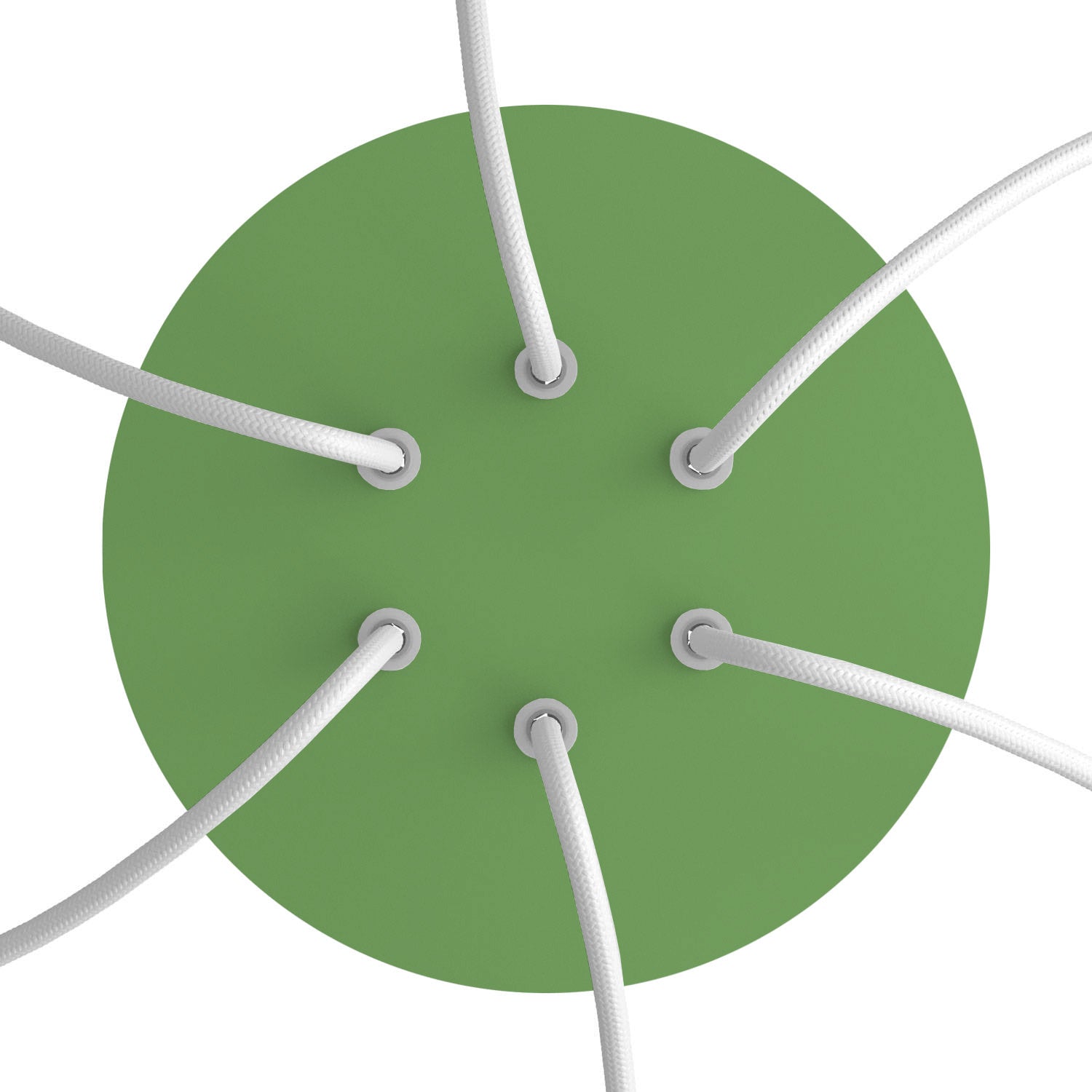 Rosone Rose - One rotondo, diametro 200 mm con 6 fori e 4 fori laterali - Verde prato - Creative Cables