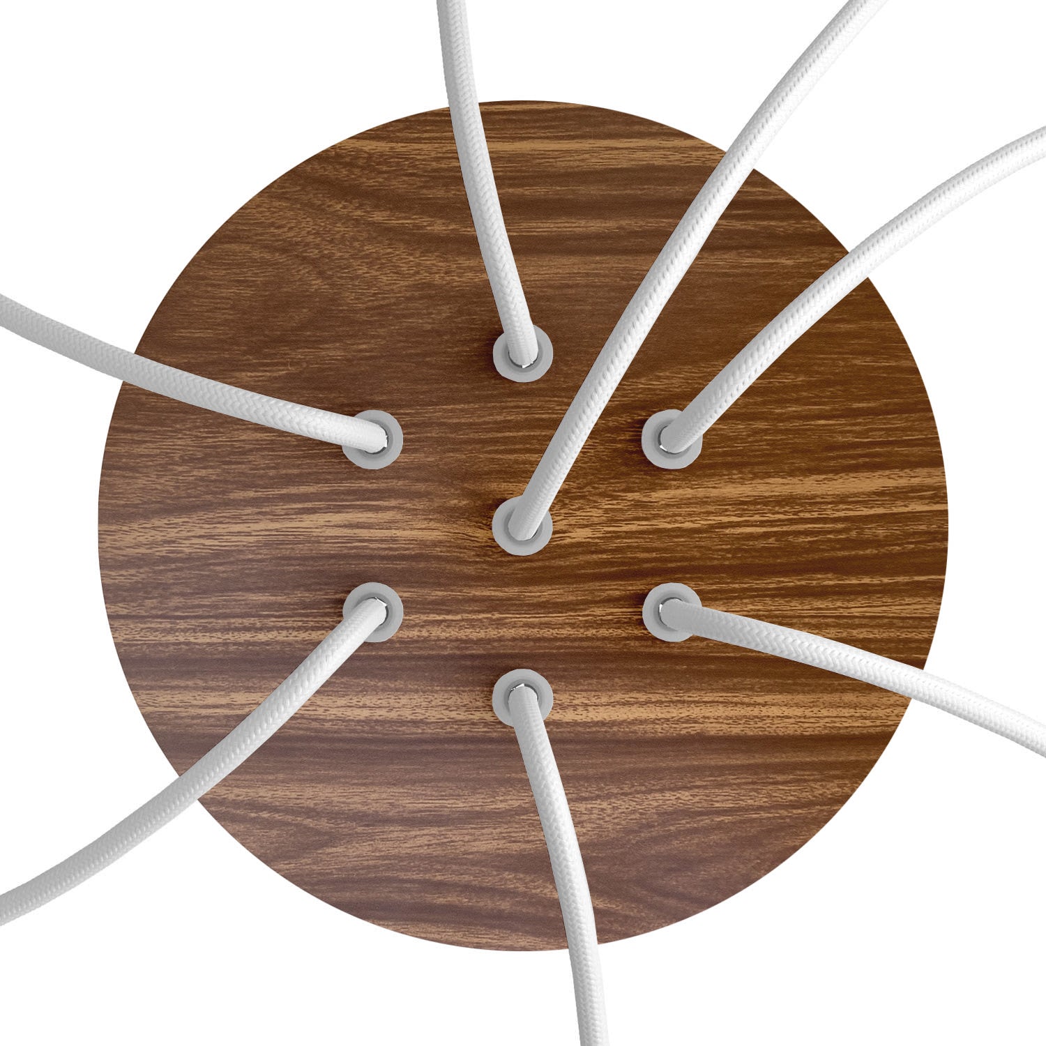 Rosone Rose - One rotondo, diametro 200 mm con 7 fori e 4 fori laterali - Legno - Creative Cables