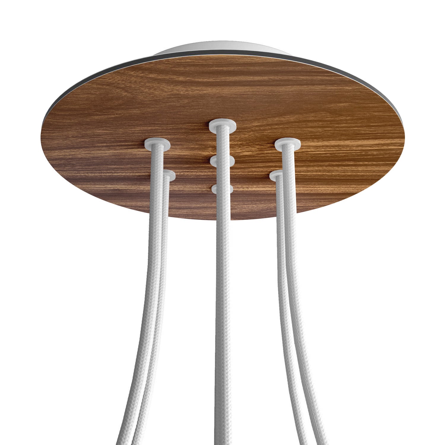 Rosone Rose - One rotondo, diametro 200 mm con 7 fori e 4 fori laterali - Legno - Creative Cables