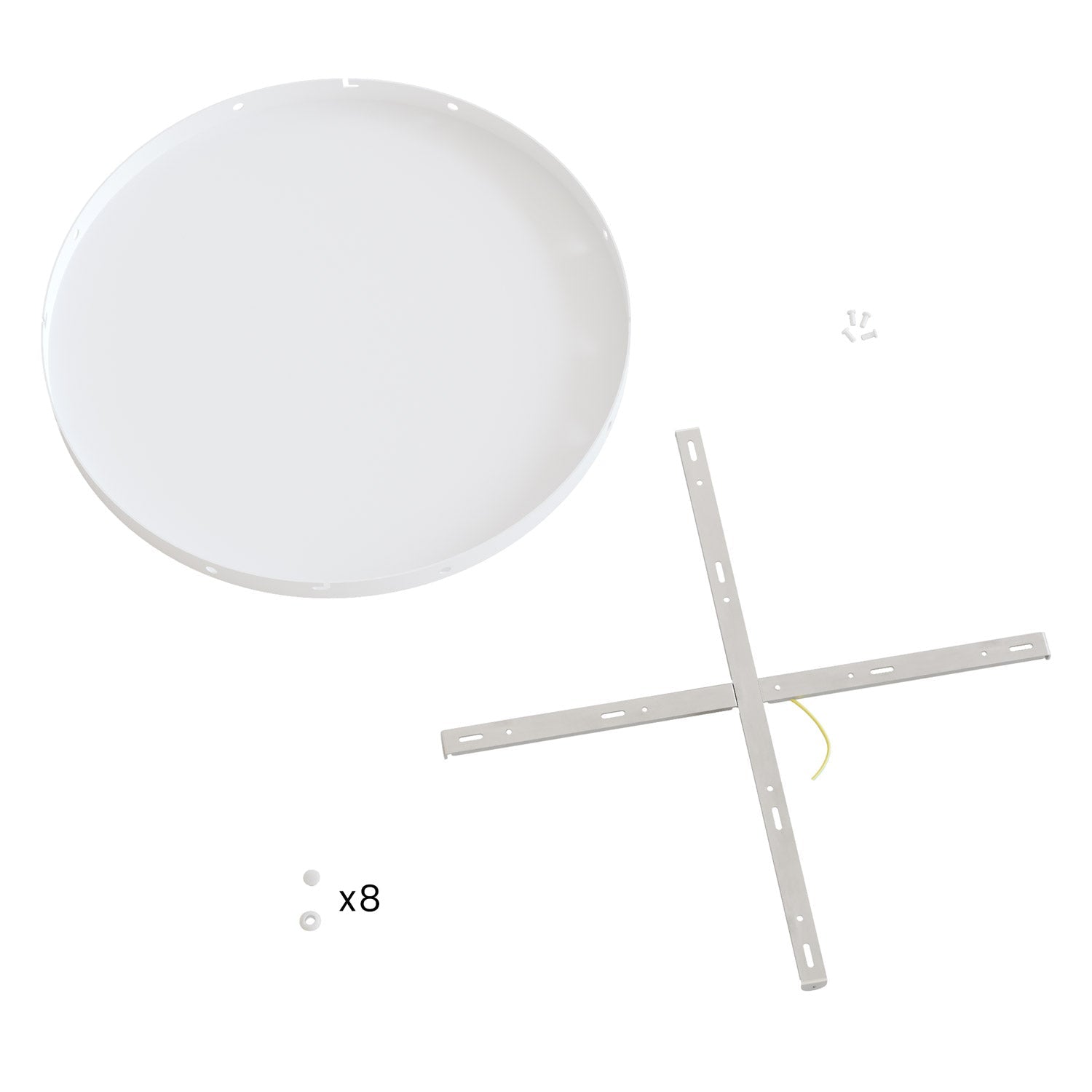 Rosone rotondo in alluminio Ø 50 cm con staffa e cavo di messa a terra, con 8 fori laterali - Bianco Opaco