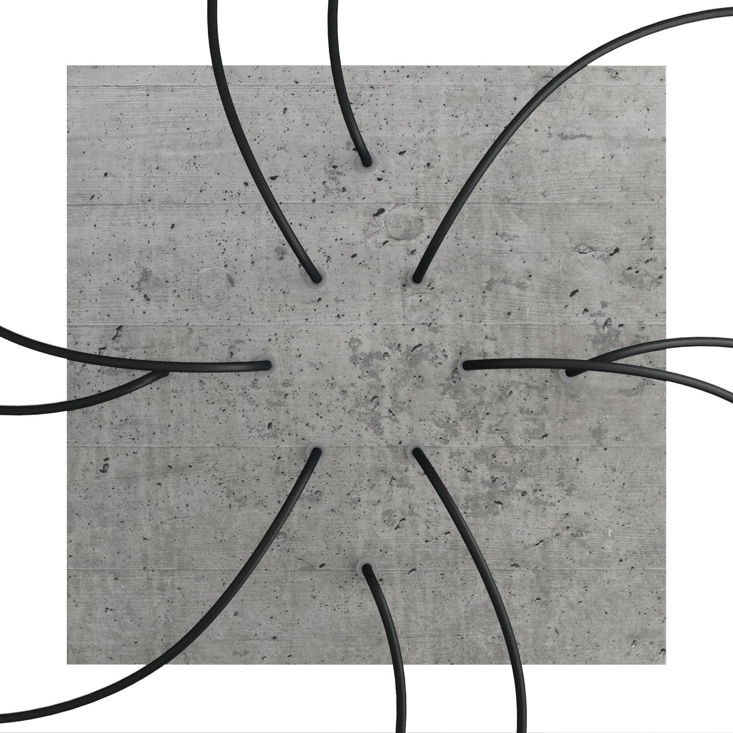 Rosone XXL Rose - One quadrato, 400 mm con 10 fori e 4 fori laterali - Cemento - Creative Cables