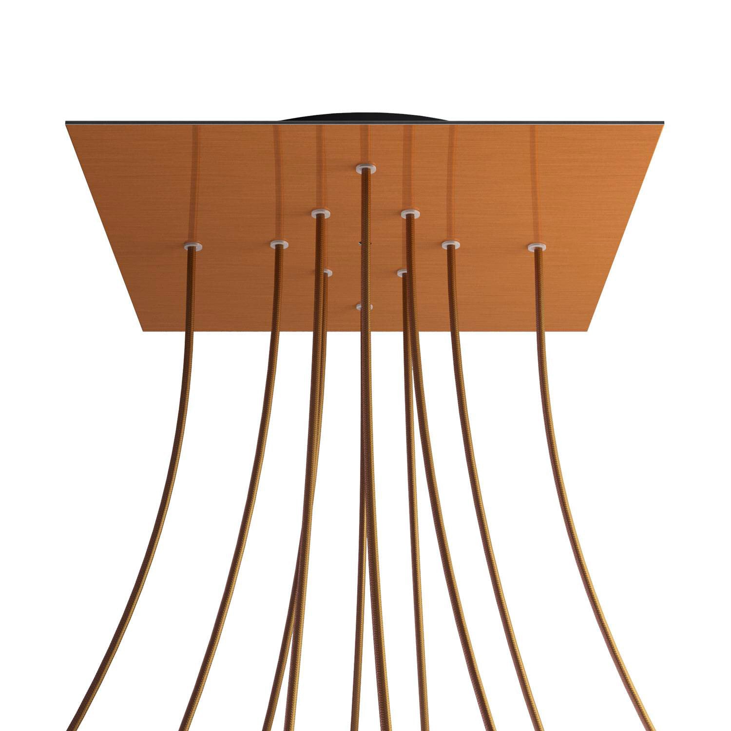 Rosone XXL Rose-One quadrato, 400 mm con 10 fori e 4 fori laterali - Dibond Rame satinato Nero