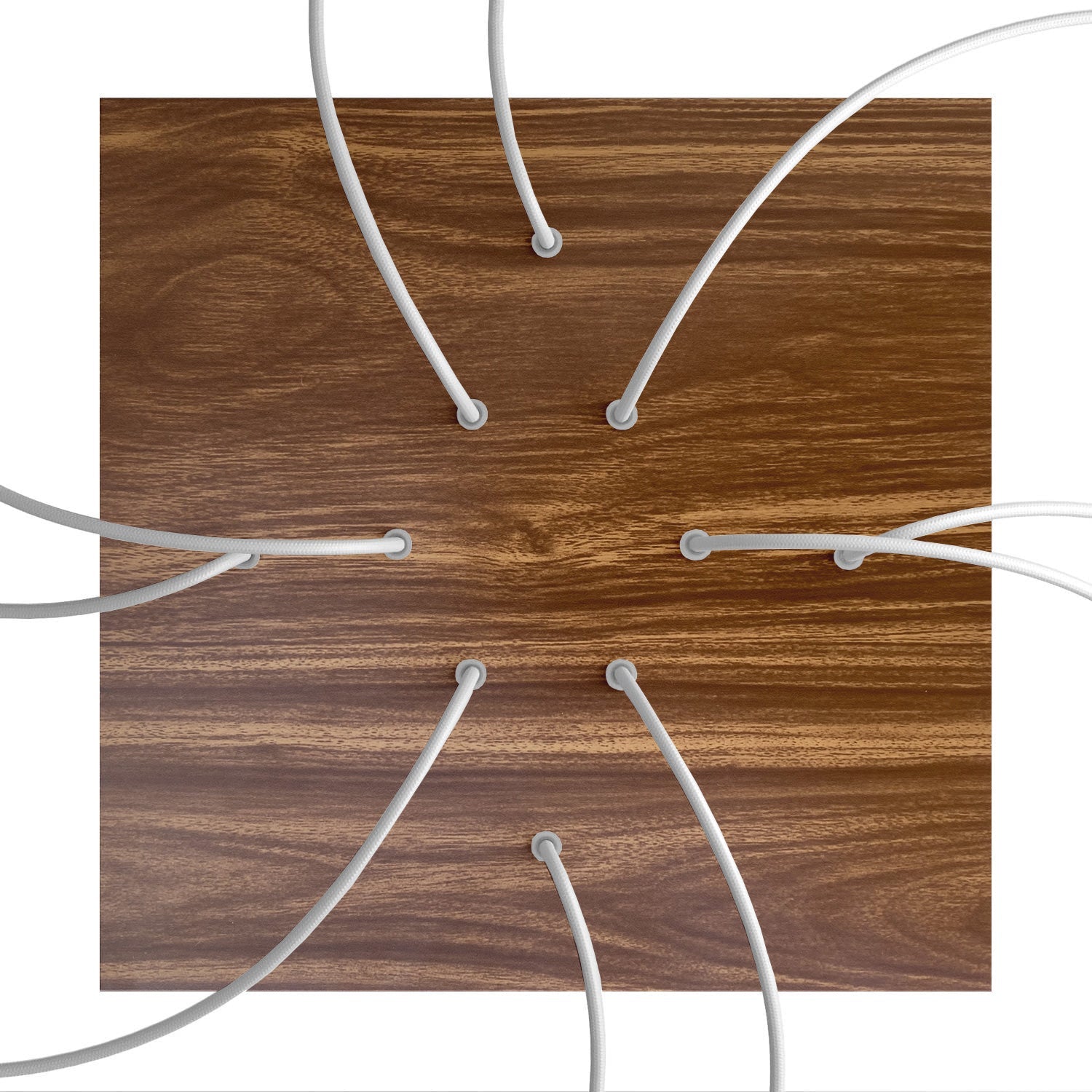 Rosone XXL Rose-One quadrato, 400 mm con 10 fori e 4 fori laterali - Legno Bianco