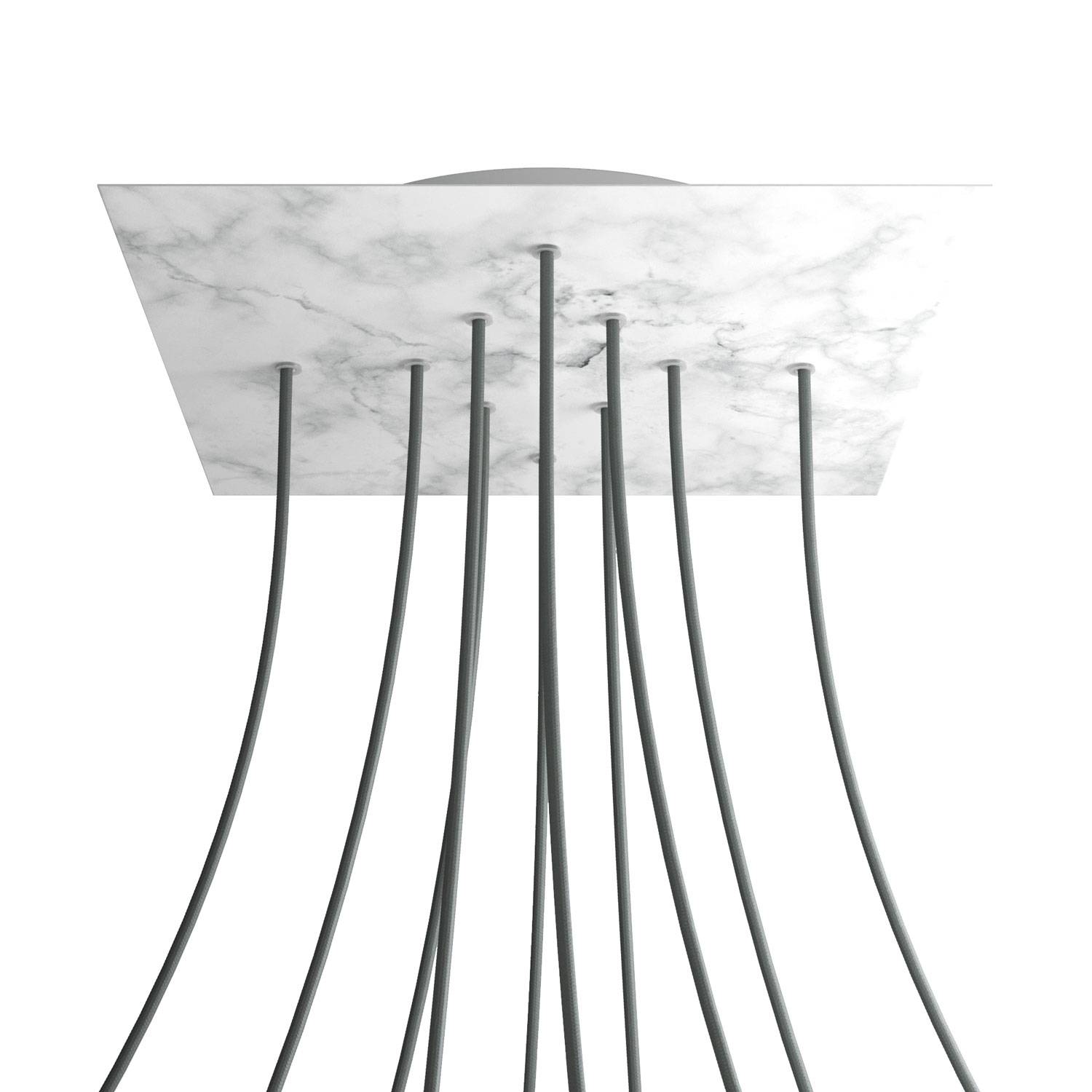 Rosone XXL Rose - One quadrato, 400 mm con 10 fori e 4 fori laterali - Marmo Carrara - Creative Cables