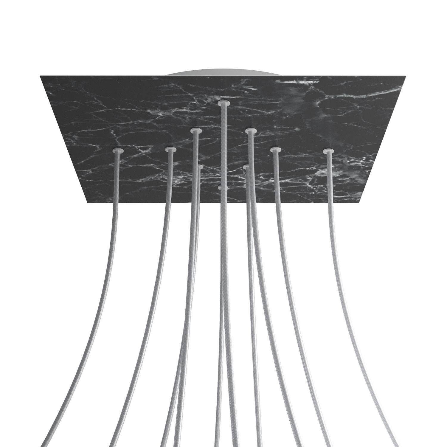 Rosone XXL Rose - One quadrato, 400 mm con 10 fori e 4 fori laterali - Marmo Marquina - Creative Cables