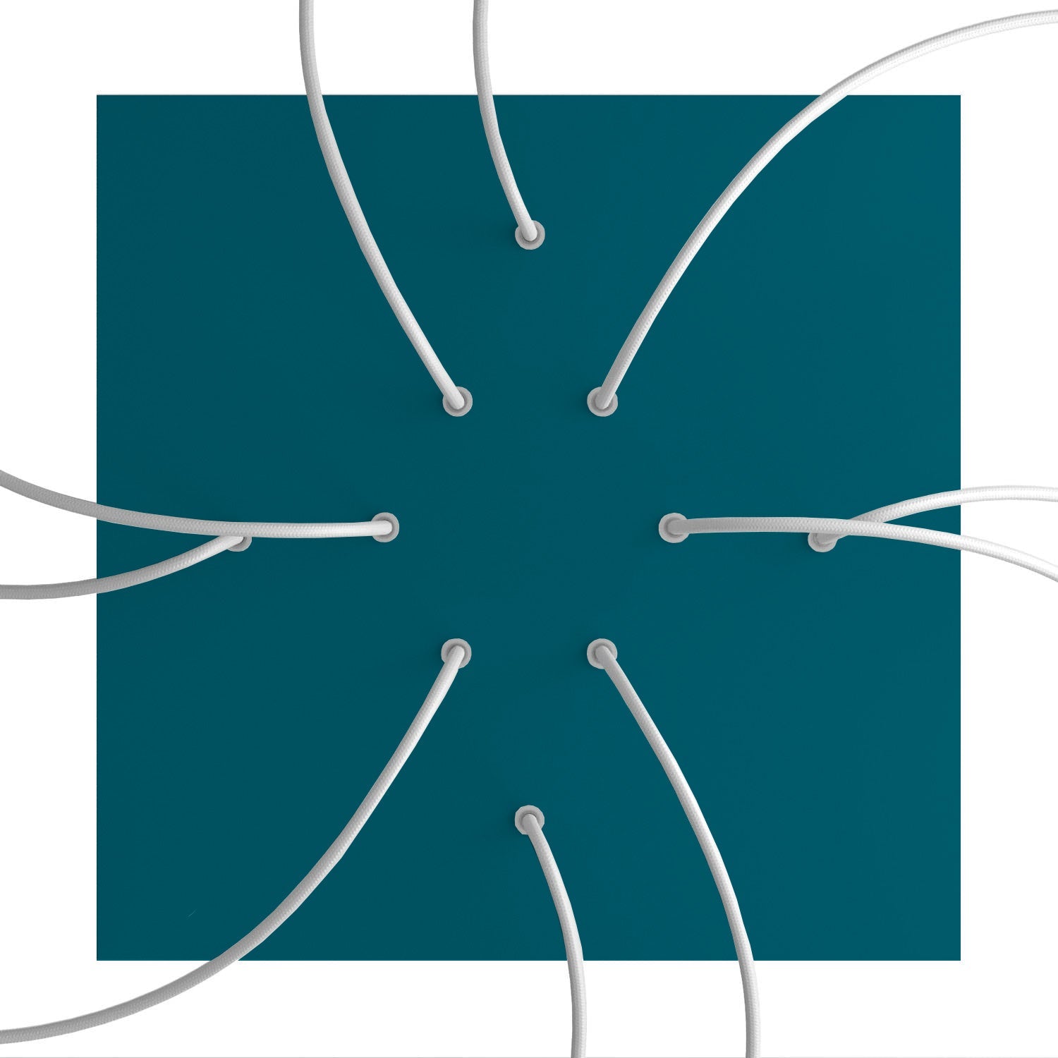 Rosone XXL Rose - One quadrato, 400 mm con 10 fori e 4 fori laterali - Petrolio - Creative Cables