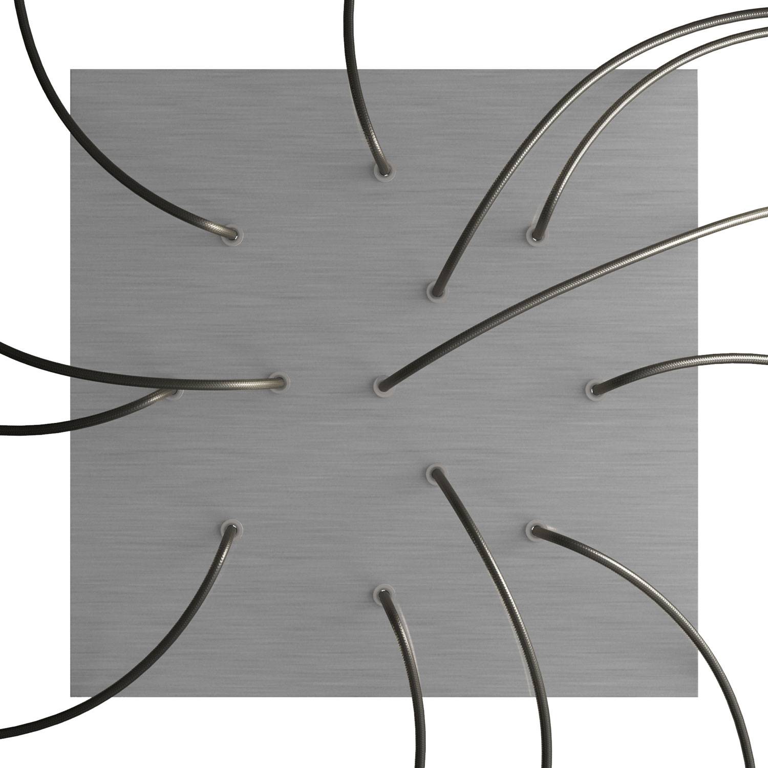 Rosone XXL Rose-One quadrato, 400 mm con 12 fori e 4 fori laterali - Dibond Acciaio satinato Bianco