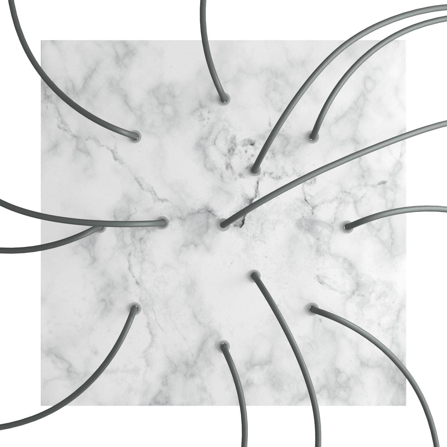 Rosone XXL Rose-One quadrato, 400 mm con 12 fori e 4 fori laterali - Marmo Carrara Bianco