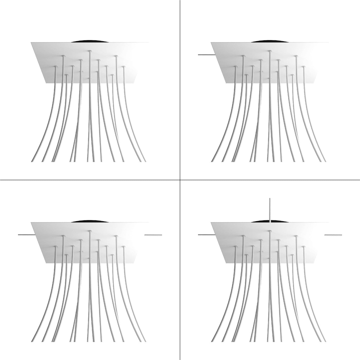 Rosone XXL Rose - One quadrato, 400 mm con 14 fori e 4 fori laterali - Dibond Ottone satinato - Creative Cables