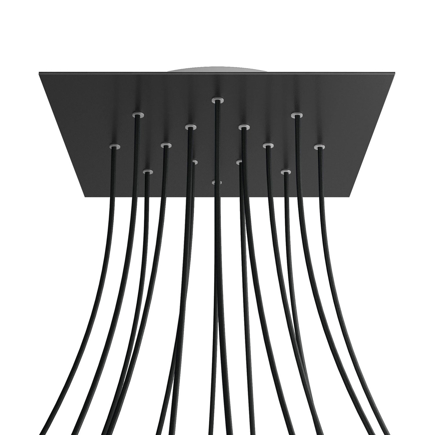 Rosone XXL Rose - One quadrato, 400 mm con 14 fori e 4 fori laterali - Nero opaco - Creative Cables