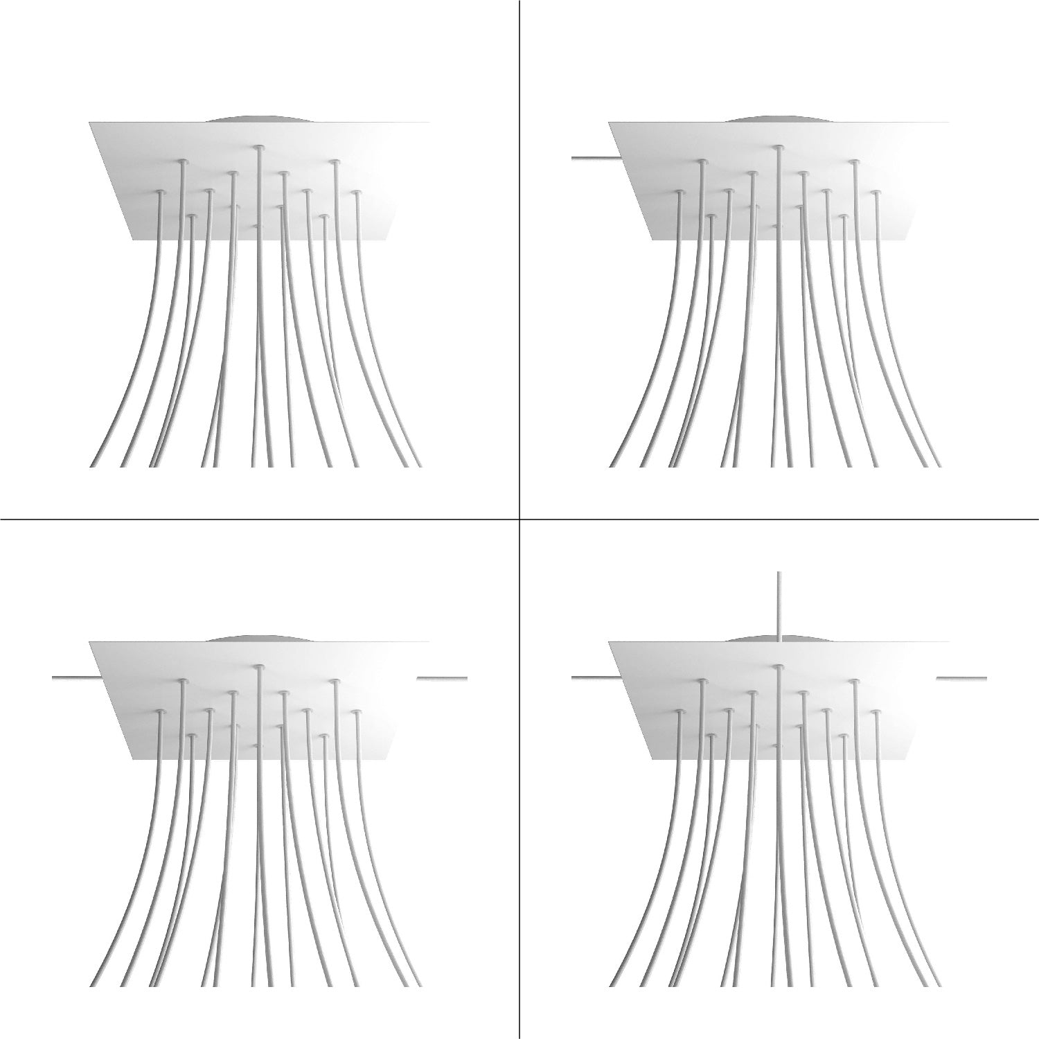 Rosone XXL Rose-One quadrato, 400 mm con 14 fori e 4 fori laterali - Verde prato Bianco