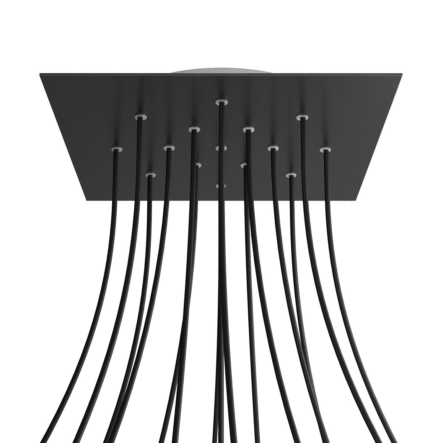 Rosone XXL Rose - One quadrato, 400 mm con 15 fori e 4 fori laterali - Nero opaco - Creative Cables