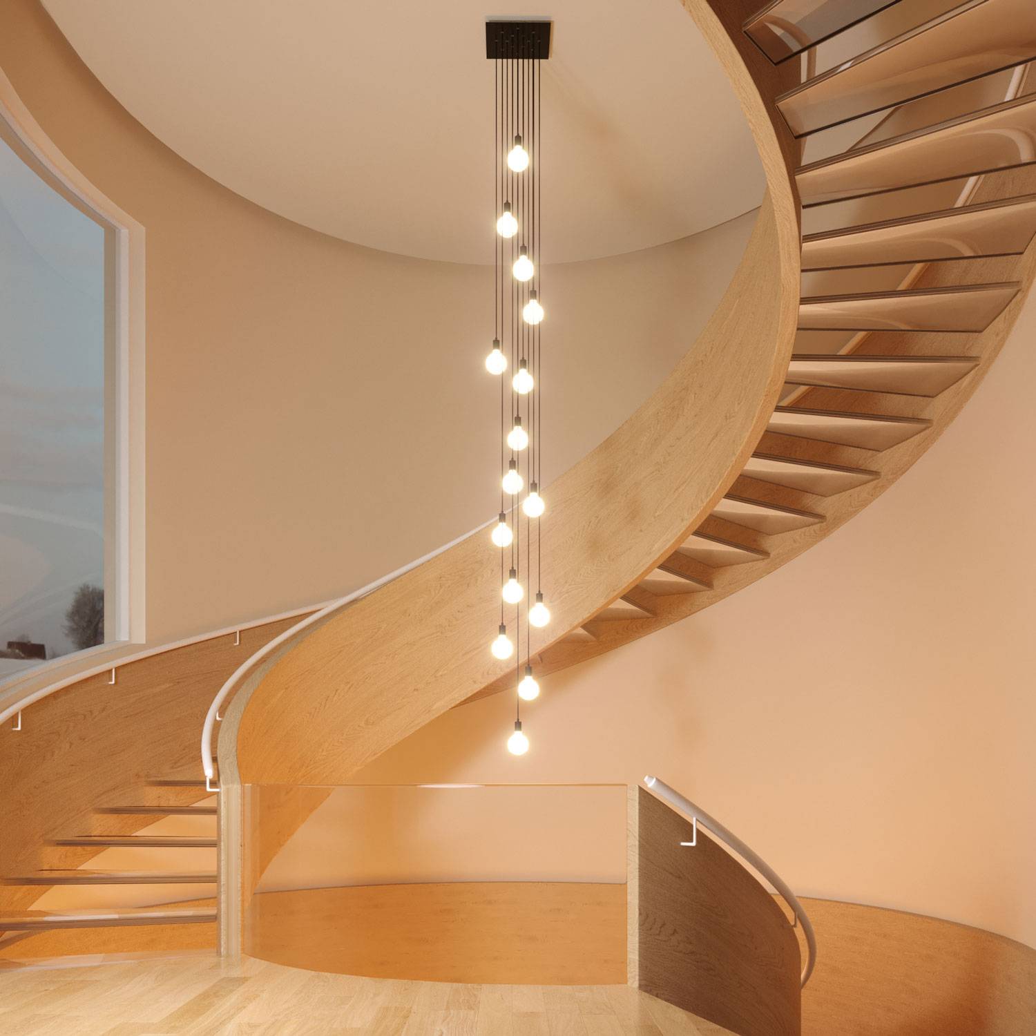 Rosone XXL Rose-One quadrato, 400 mm con 15 fori e 4 fori laterali - Nero opaco Bianco