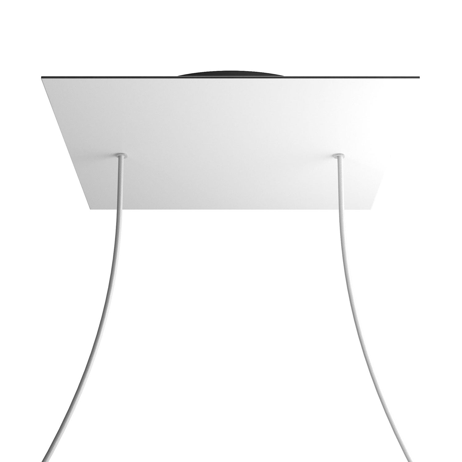 Rosone XXL Rose-One quadrato, 400 mm con 2 fori e 4 fori laterali - Bianco opaco Nero