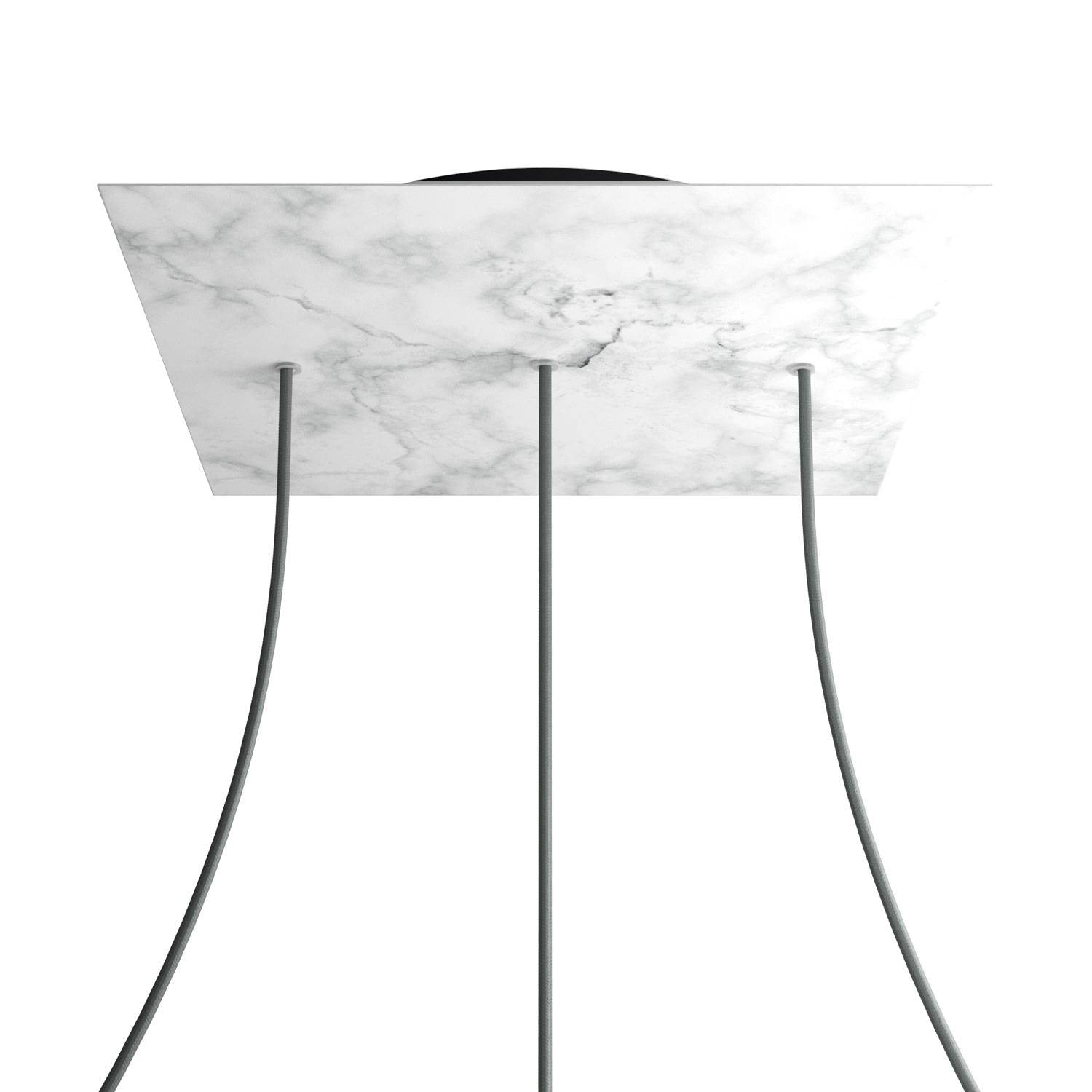 Rosone XXL Rose-One quadrato, 400 mm con 3 fori in linea e 4 fori laterali - Marmo Carrara Nero