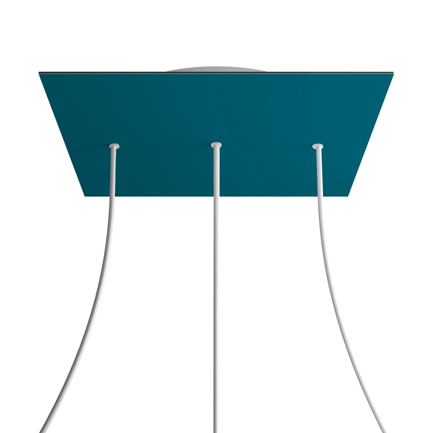 Rosone XXL Rose - One quadrato, 400 mm con 3 fori in linea e 4 fori laterali - Petrolio - Creative Cables