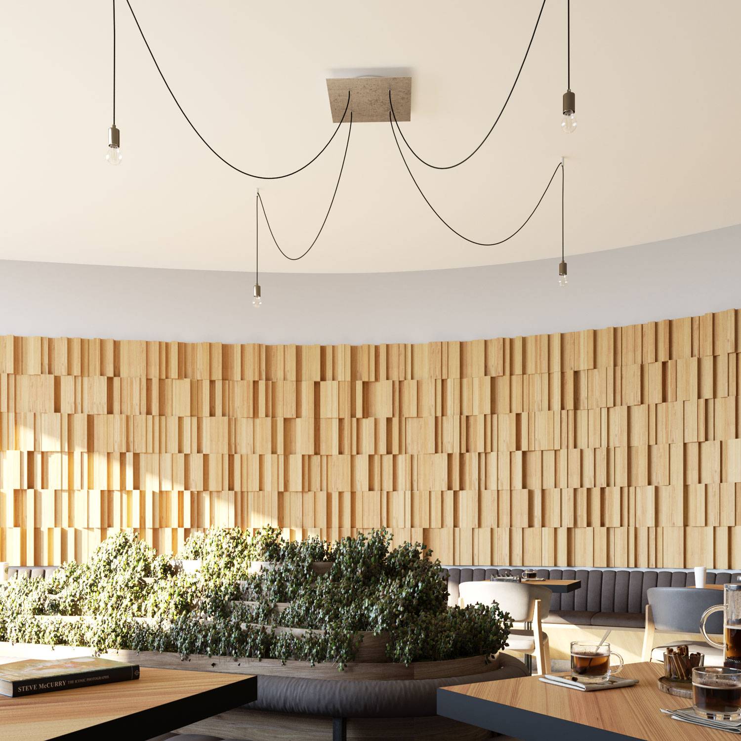 Rosone XXL Rose-One quadrato, 400 mm con 4 fori e 4 fori laterali - Bianco opaco Bianco