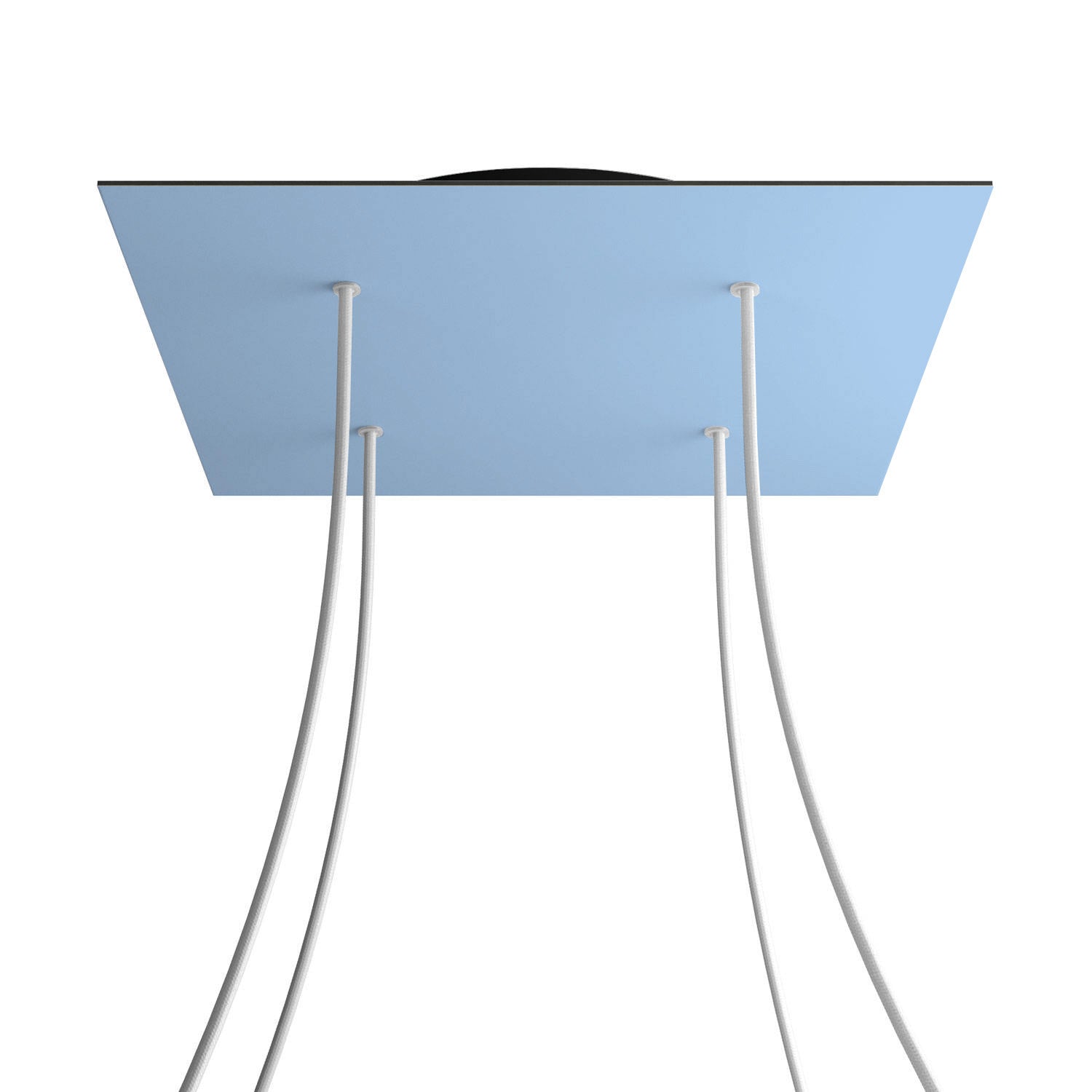 Rosone XXL Rose-One quadrato, 400 mm con 4 fori e 4 fori laterali - Blu carta da zucchero Nero