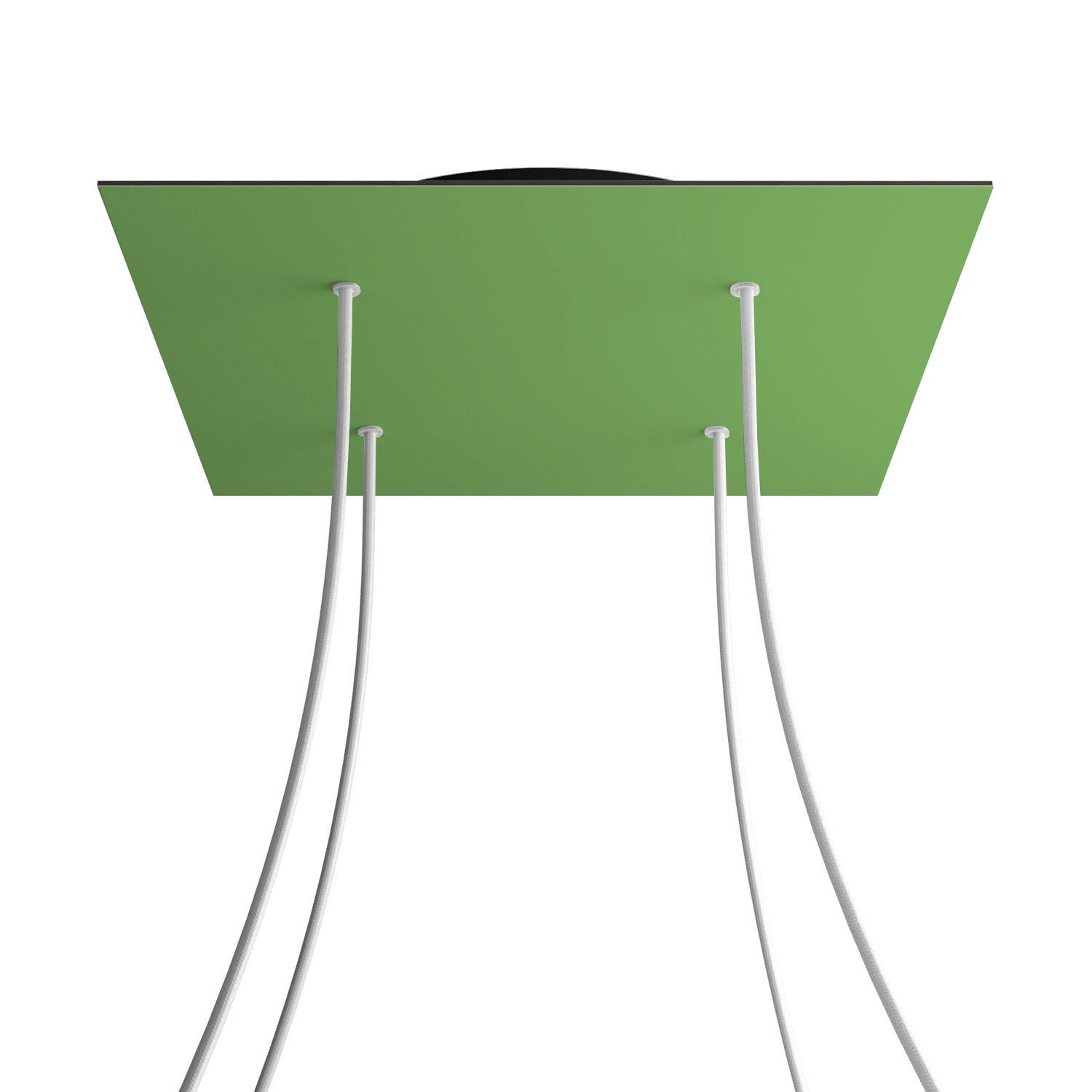 Rosone XXL Rose-One quadrato, 400 mm con 4 fori e 4 fori laterali - Verde prato Nero