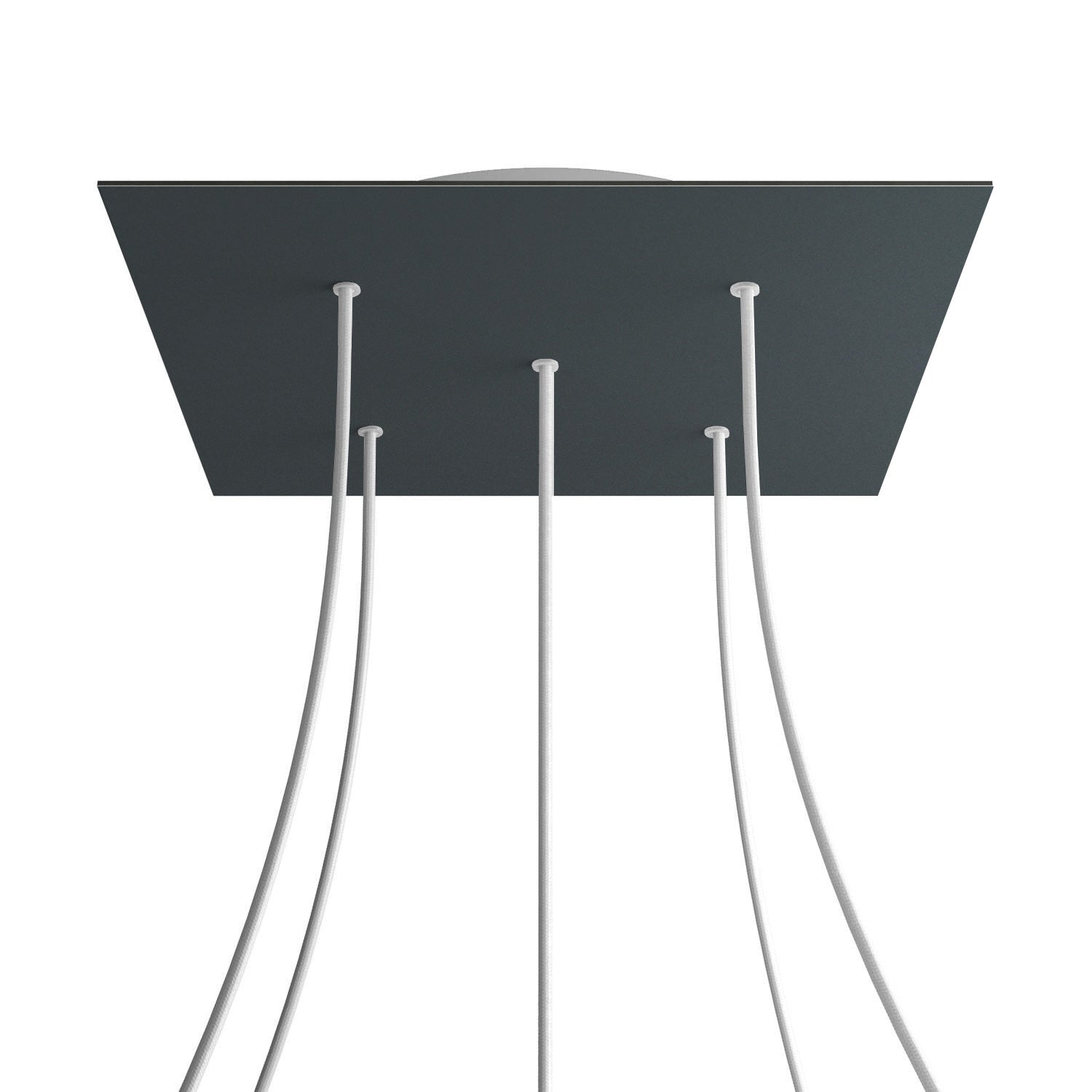 Rosone XXL Rose - One quadrato, 400 mm con 5 fori e 4 fori laterali - Antracite - Creative Cables