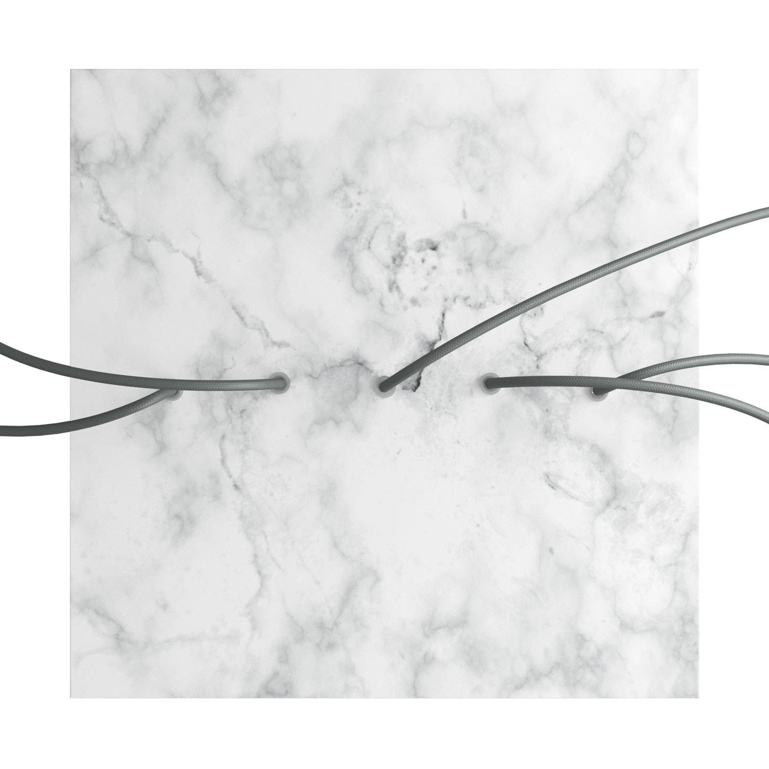 Rosone XXL Rose-One quadrato, 400 mm con 5 fori in linea e 4 fori laterali - Marmo Carrara Bianco