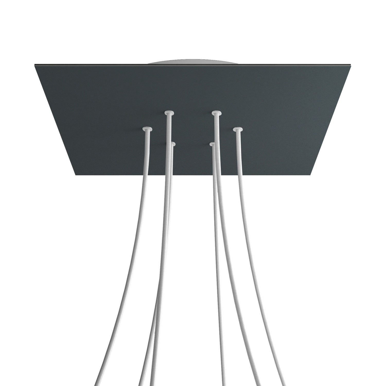 Rosone XXL Rose - One quadrato, 400 mm con 6 fori e 4 fori laterali - Antracite - Creative Cables