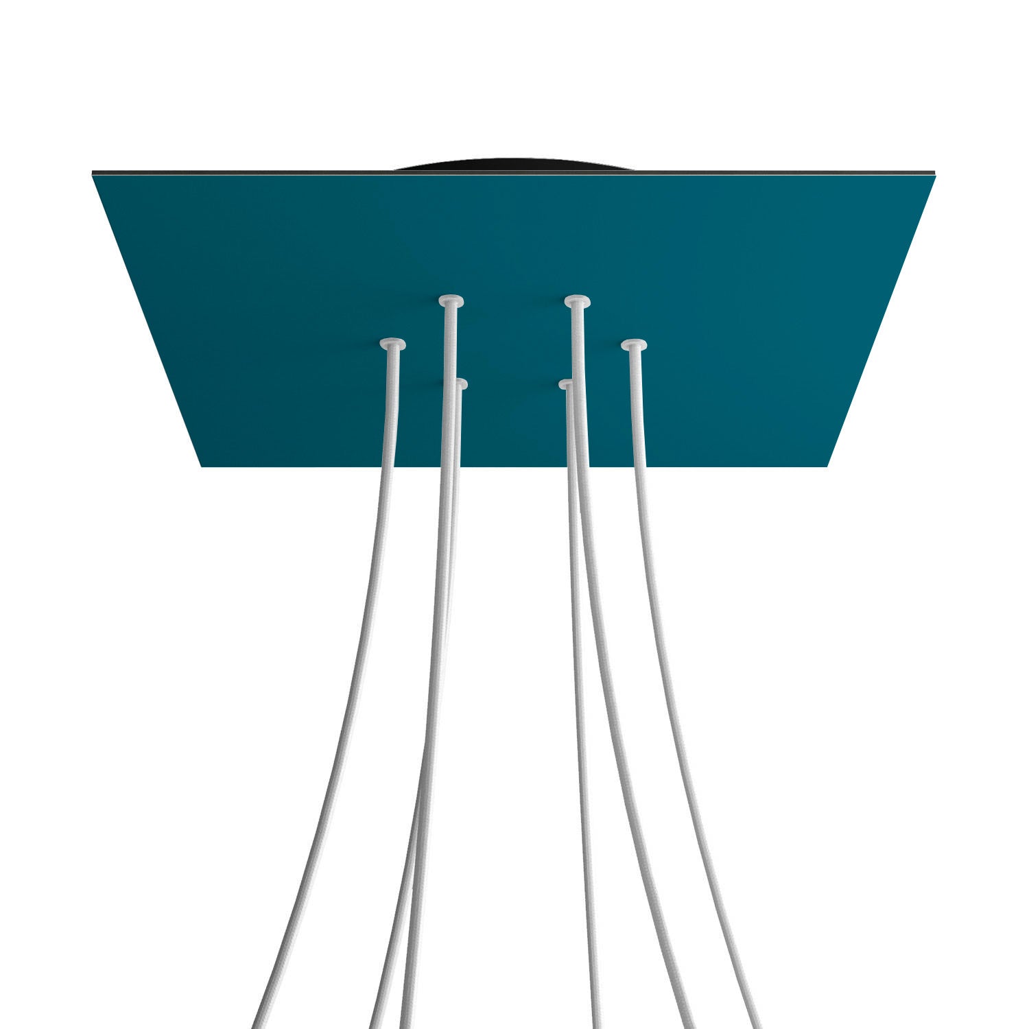 Rosone XXL Rose-One quadrato, 400 mm con 6 fori e 4 fori laterali - Petrolio Nero