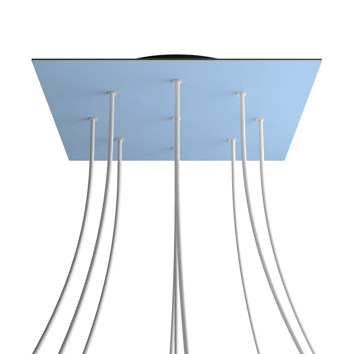 Rosone XXL Rose-One quadrato, 400 mm con 9 fori e 4 fori laterali - Blu carta da zucchero Nero