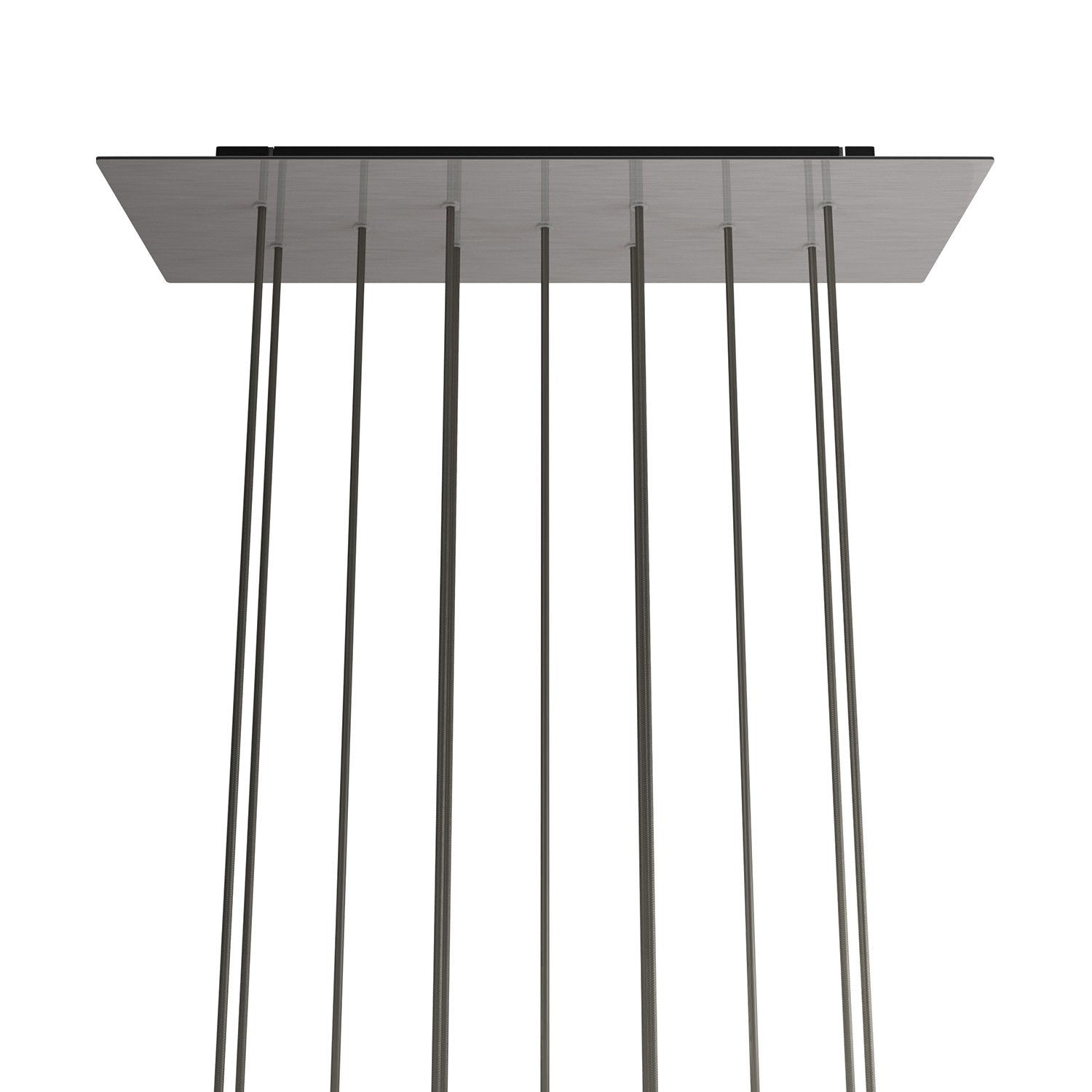 Rosone XXL Rose-One rettangolare a 11 fori e 6 fori laterali, dimensioni 675 x 225 mm - Dibond Acciaio satinato Nero