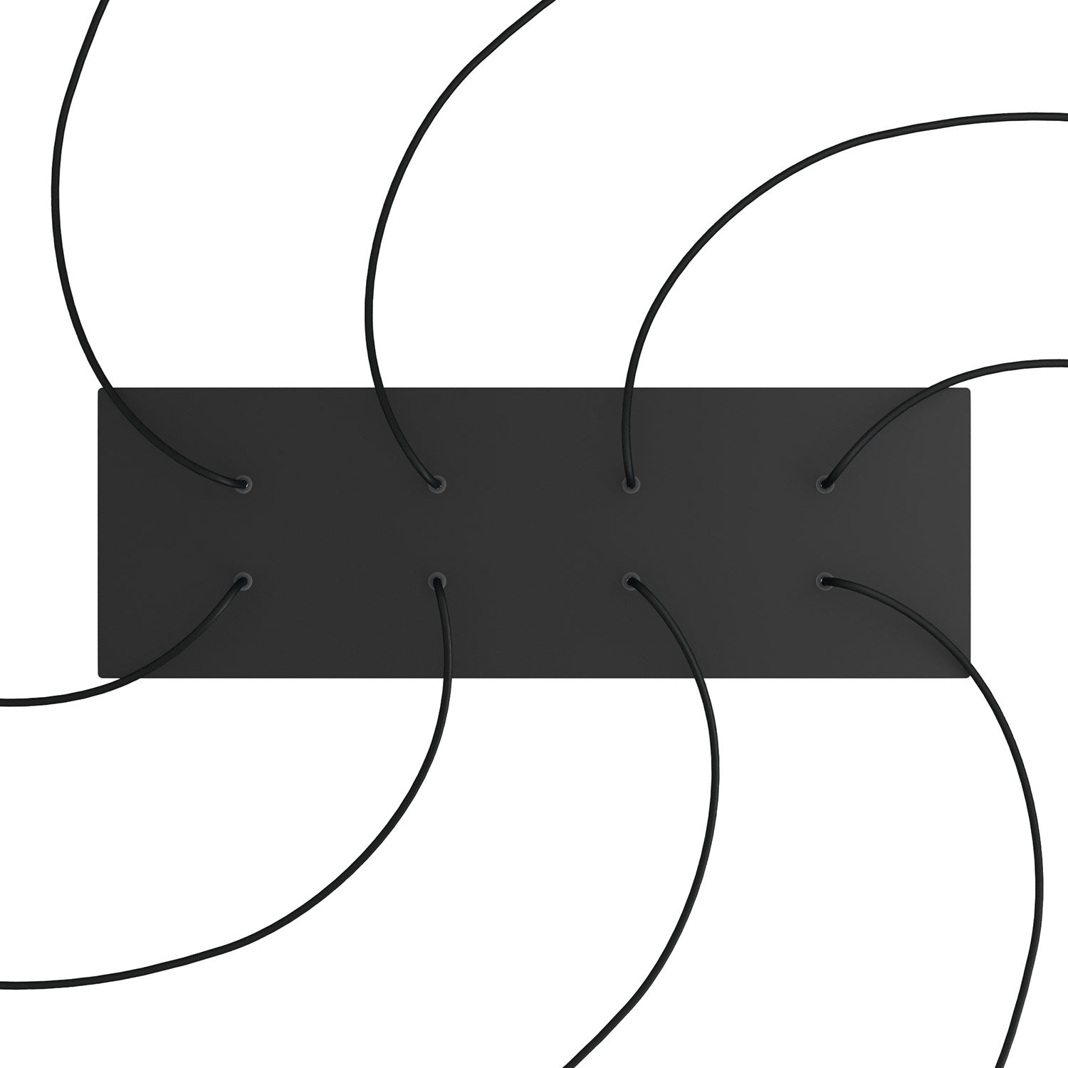 Rosone XXL Rose-One rettangolare a 8 fori e 6 fori laterali, dimensioni 675 x 225 mm - Dibond Nero opaco Bianco